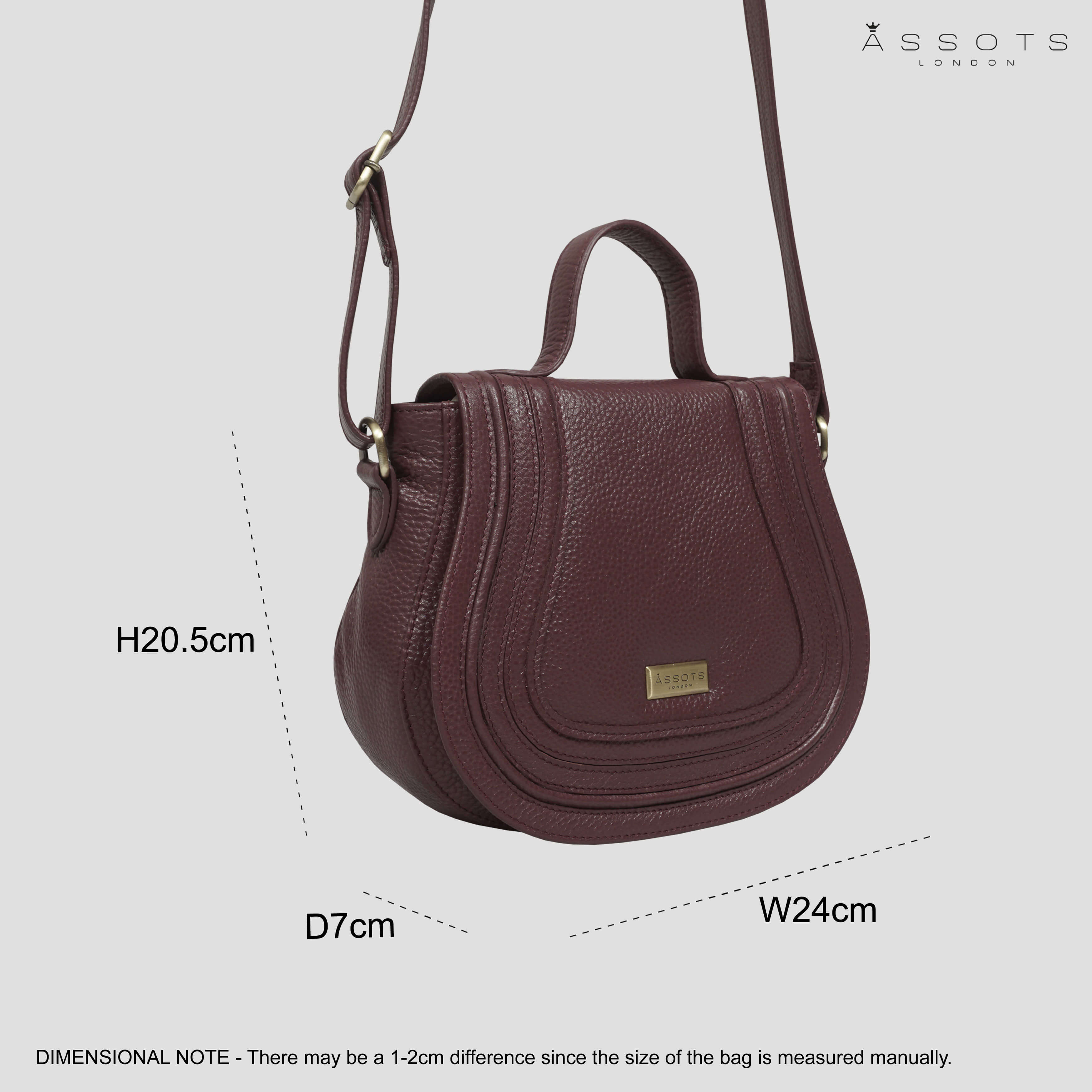 'CARMEL' Maroon Red Real Leather Shoulder Crossbody Bag