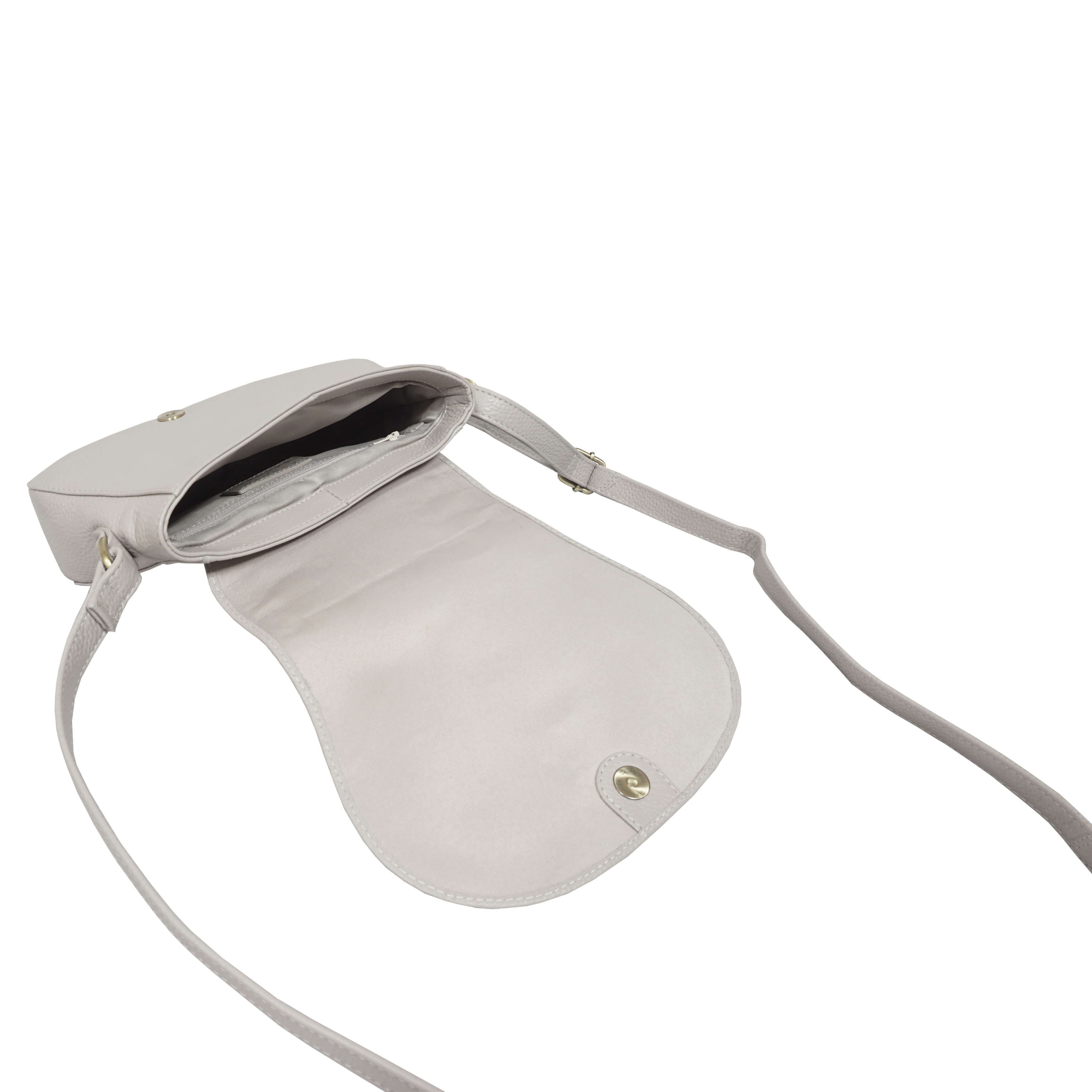 'CARMEL' Light Grey Real Leather Shoulder Crossbody Bag