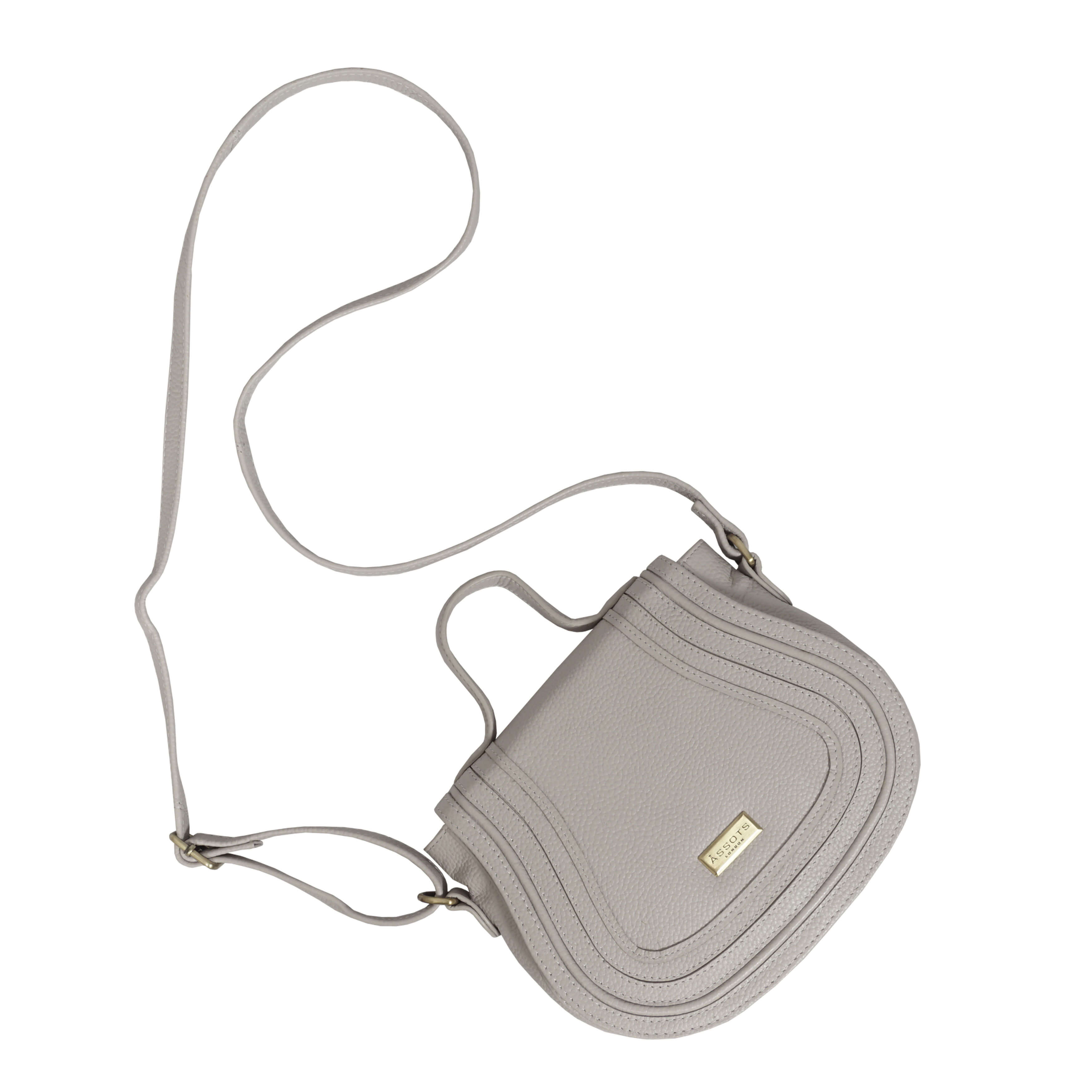 'CARMEL' Light Grey Real Leather Shoulder Crossbody Bag