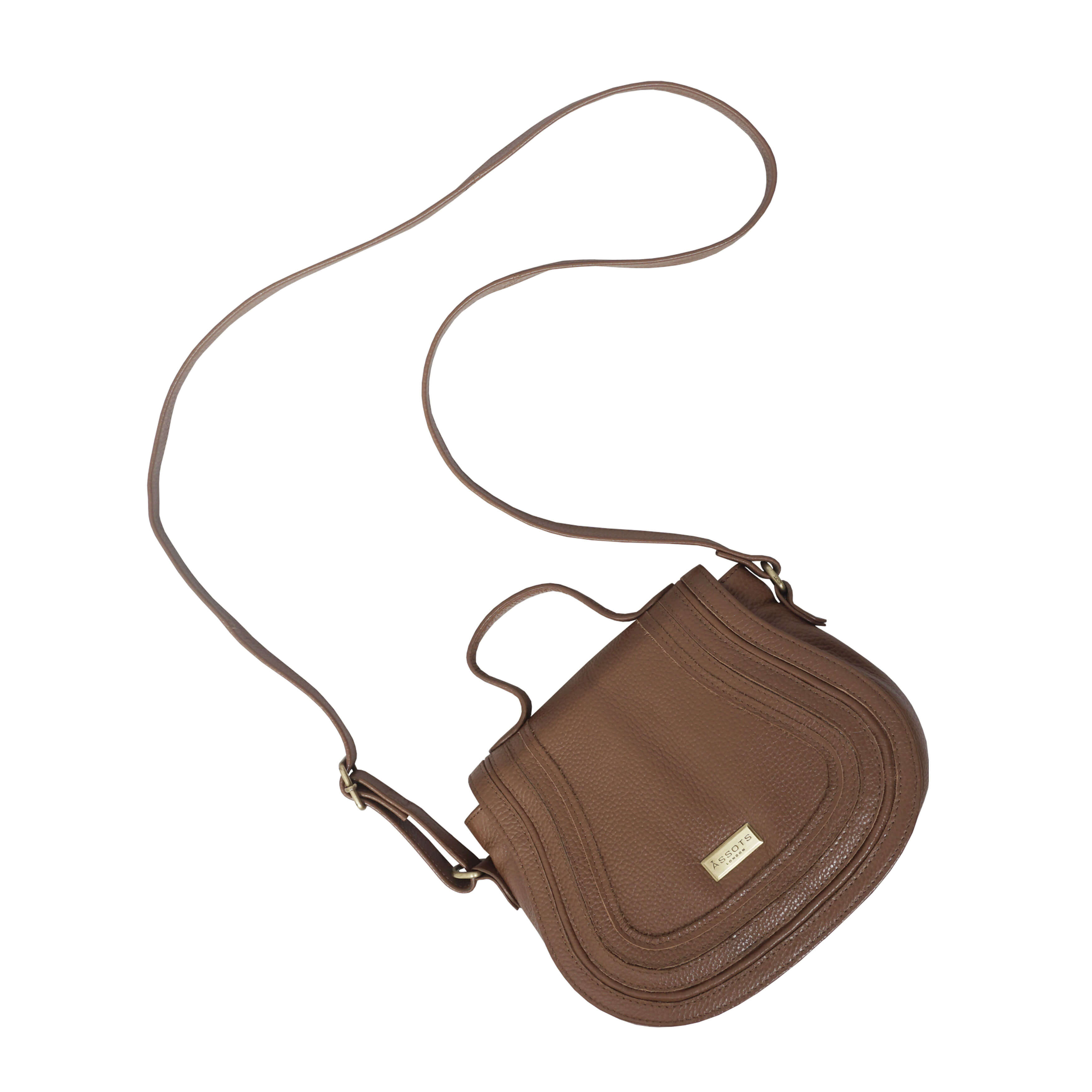 'CARMEL' Tan Real Leather Shoulder Crossbody Bag