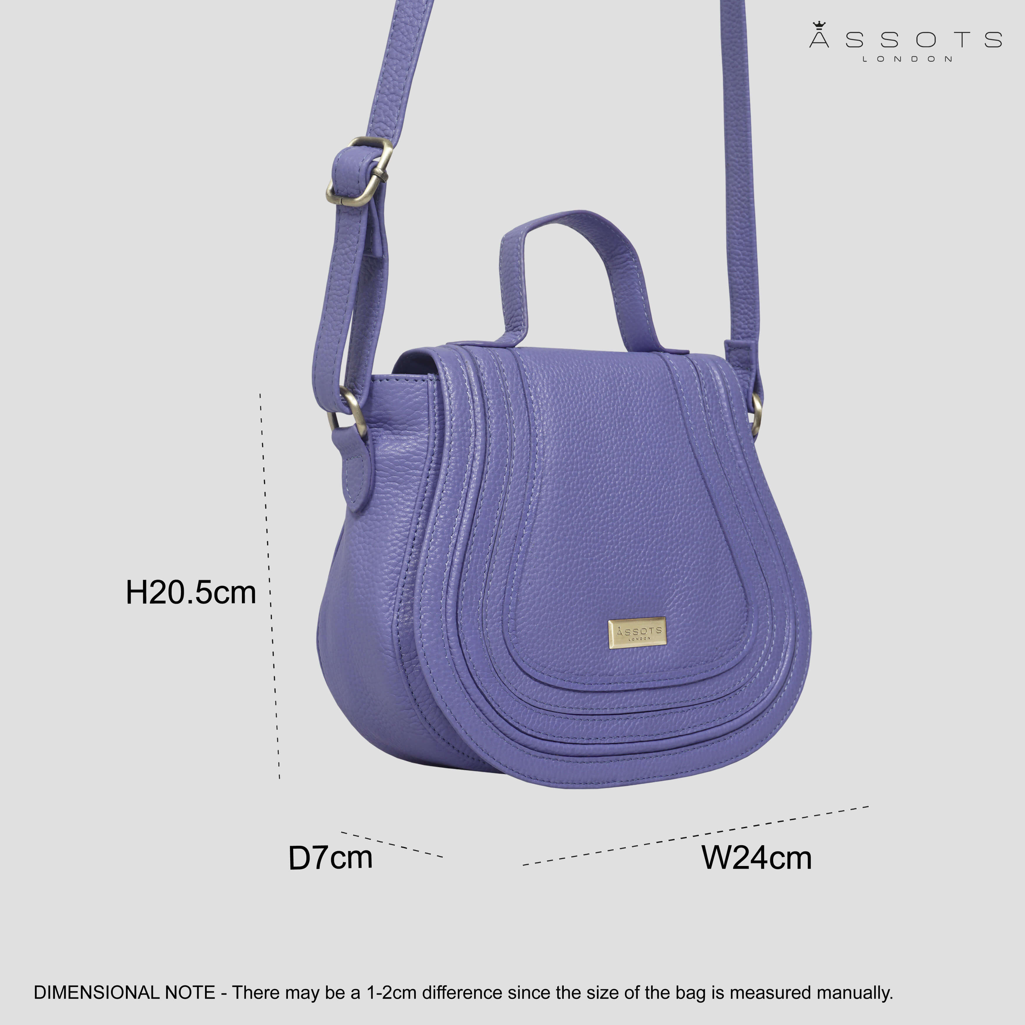 'CARMEL' Violet Blue Real Leather Shoulder Crossbody Bag