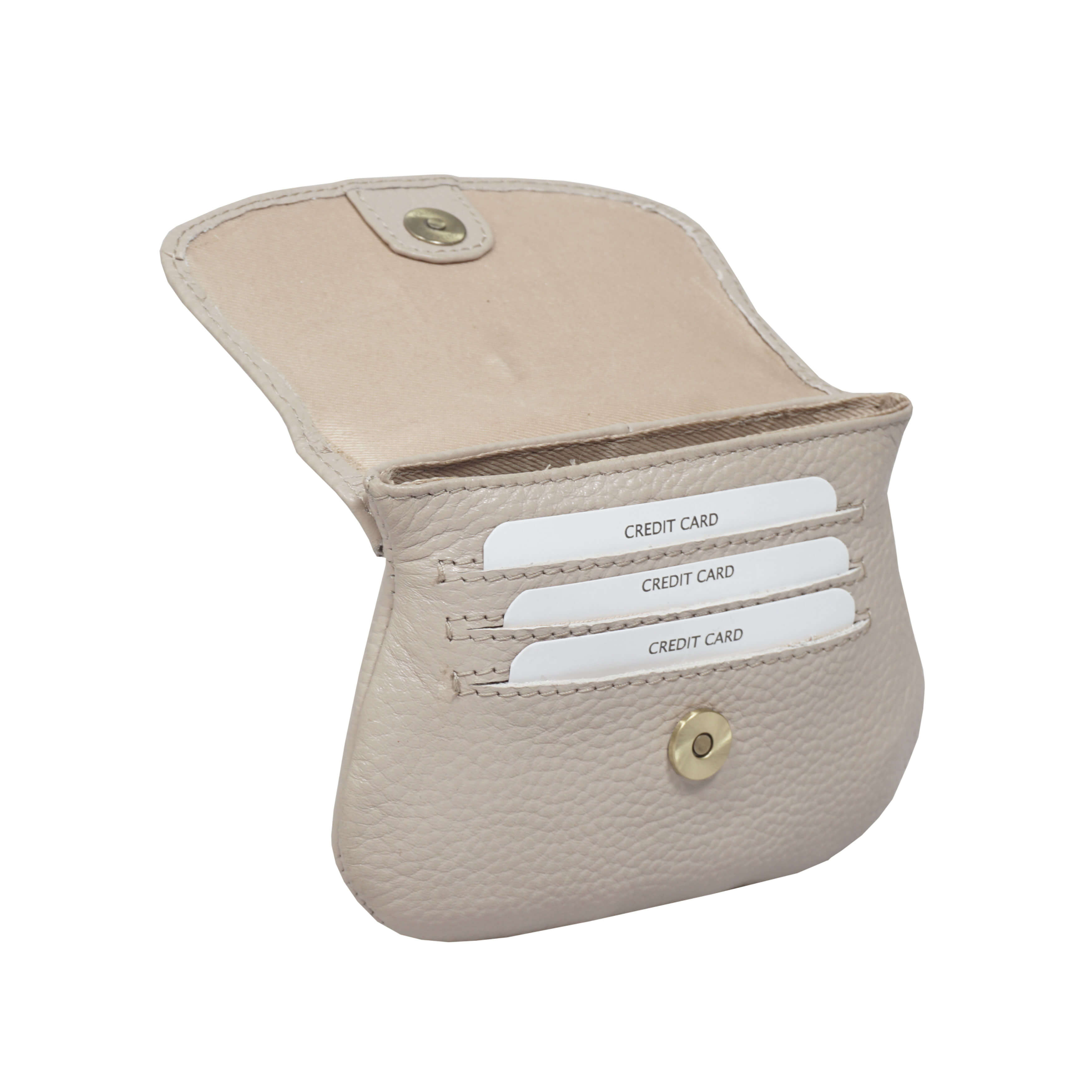 'CARMEL' Light Pink Soft Pebble Grain Real Leather Flapover Purse Wallet