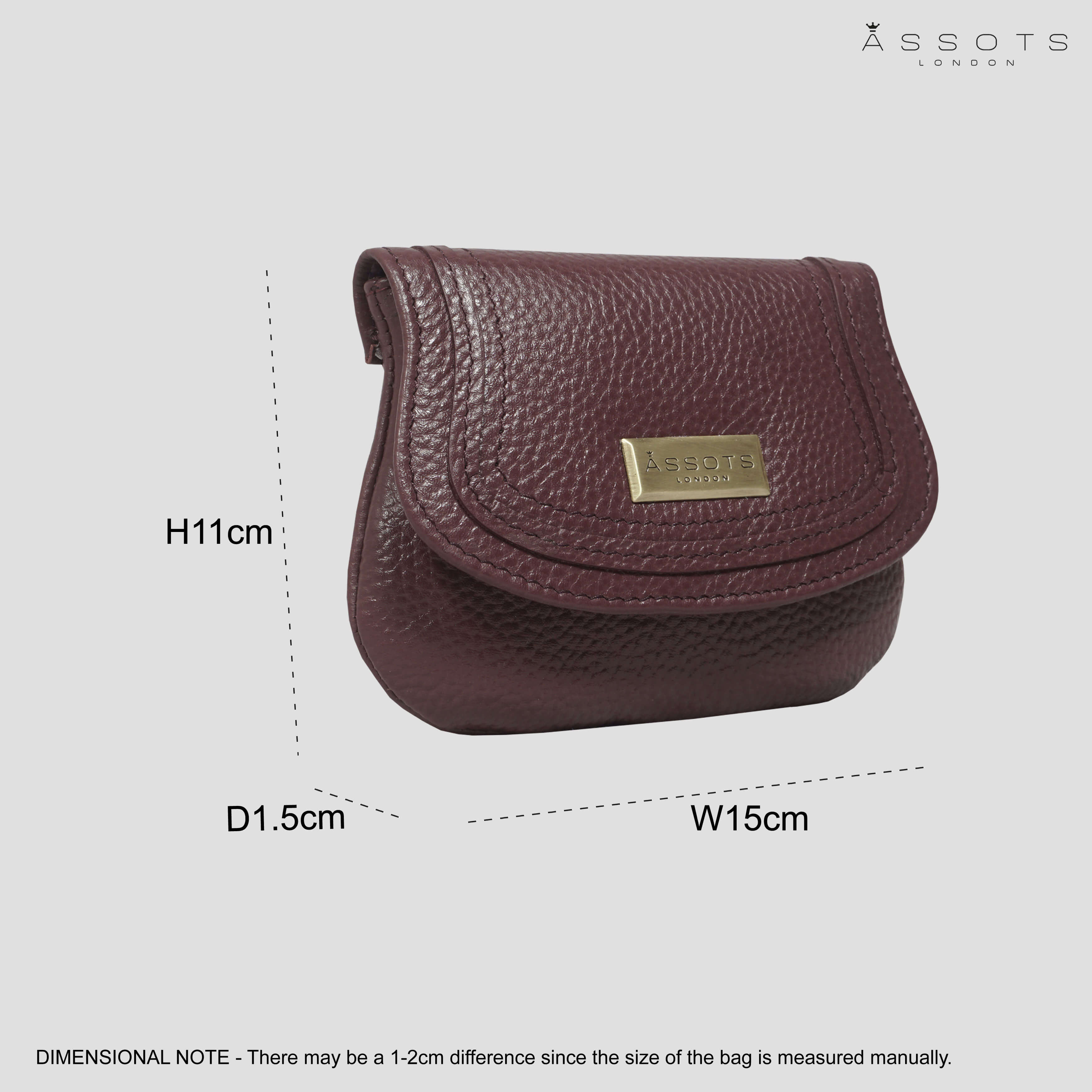 'CARMEL' Maroon Red Soft Pebble Grain Real Leather Flapover Purse Wallet