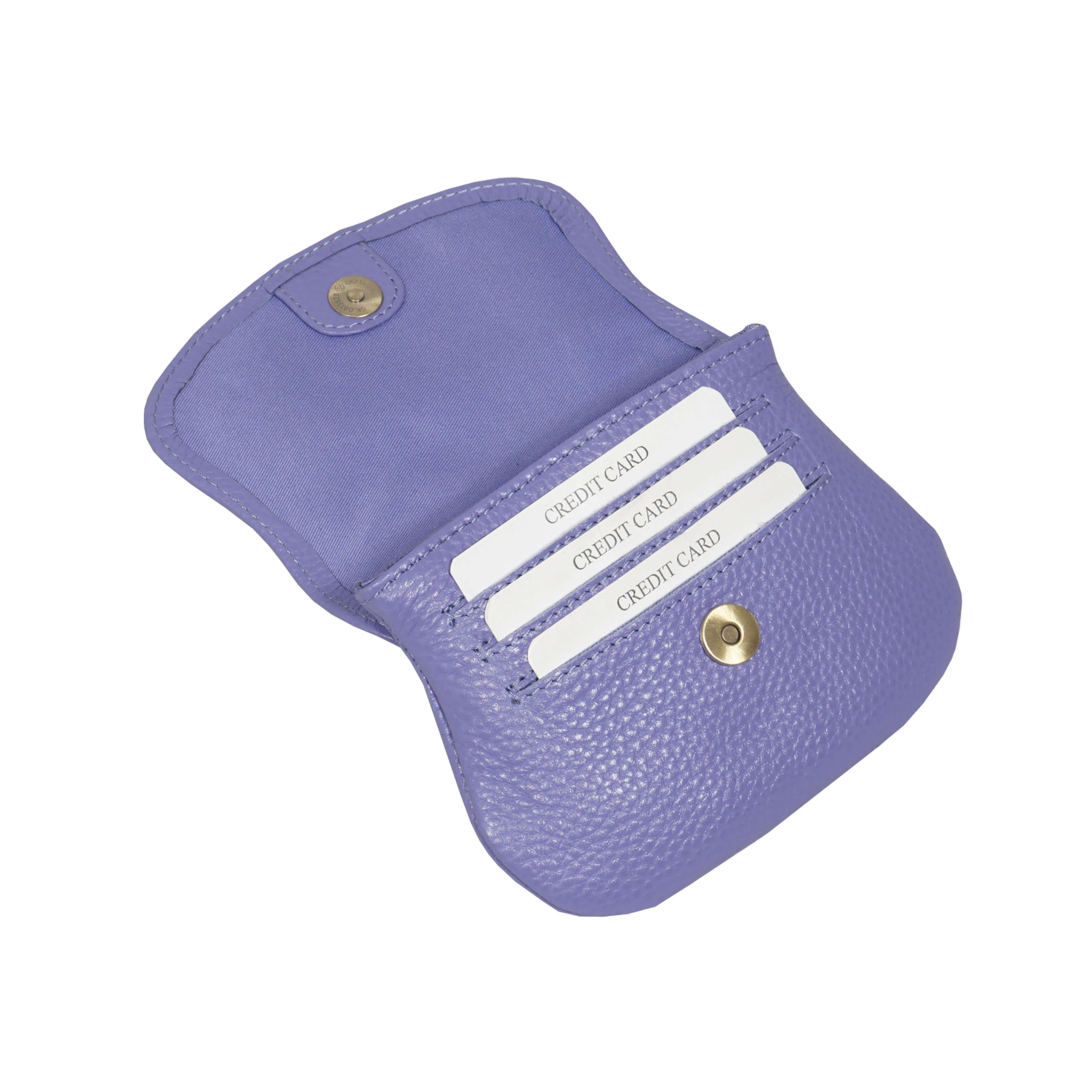 'CARMEL' Violet Blue Soft Pebble Grain Real Leather Flapover Purse Wallet