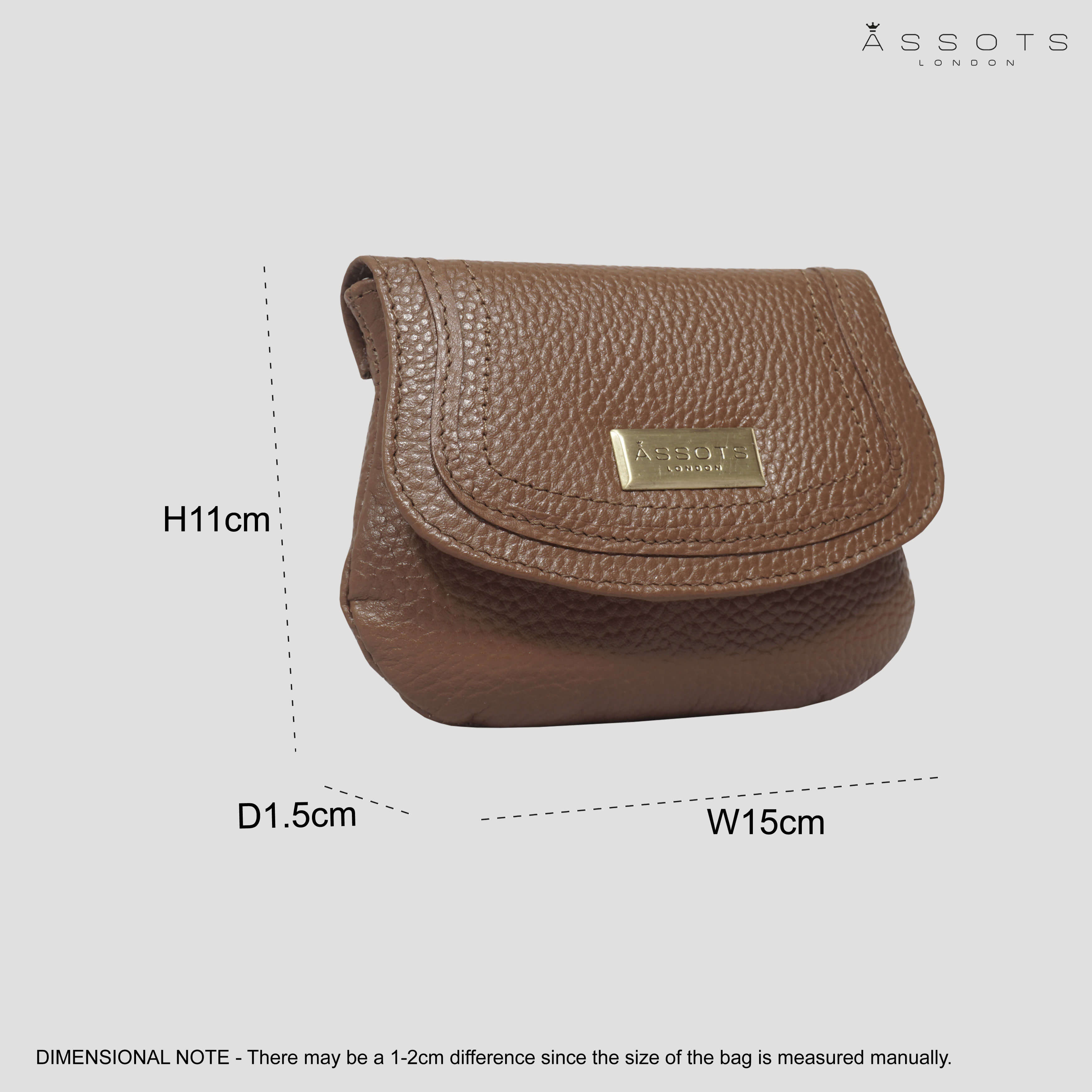 'CARMEL' Tan Soft Pebble Grain Real Leather Flapover Purse Wallet