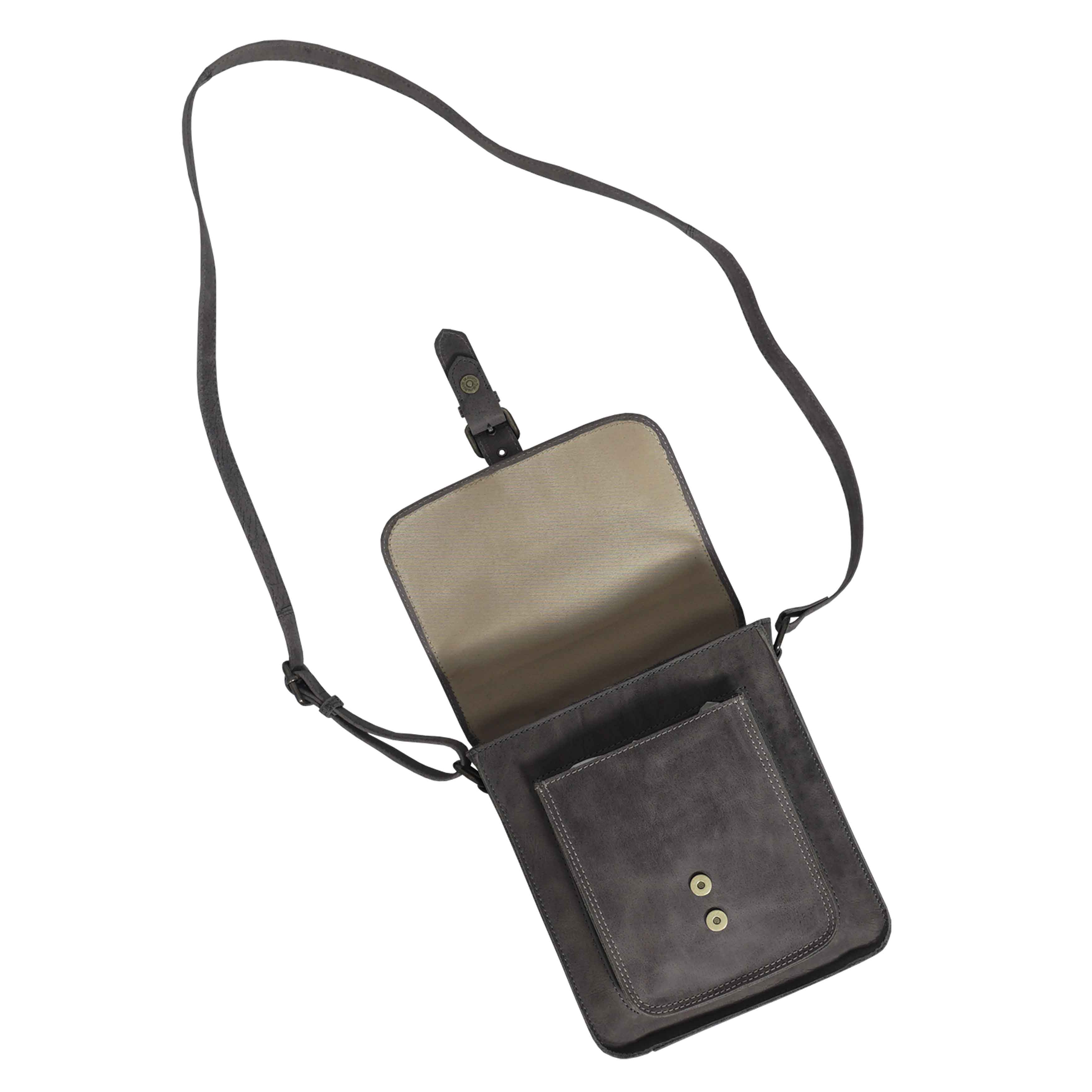 'CAROLYN' Grey Distressed Real Leather iPad Tablet Crossbody Bag