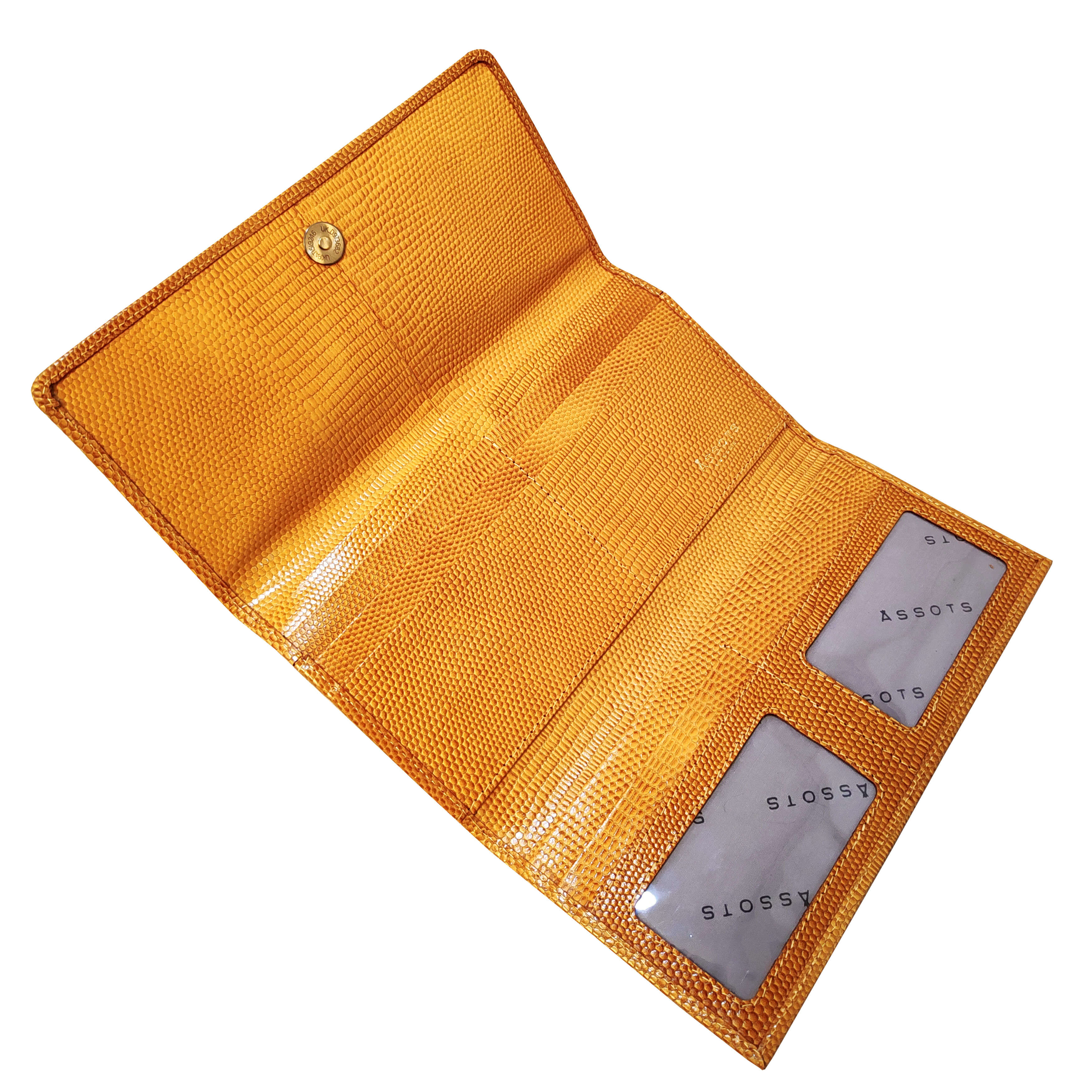 'CLAIRE' Mustard Lizard Leather Flap Over Purse