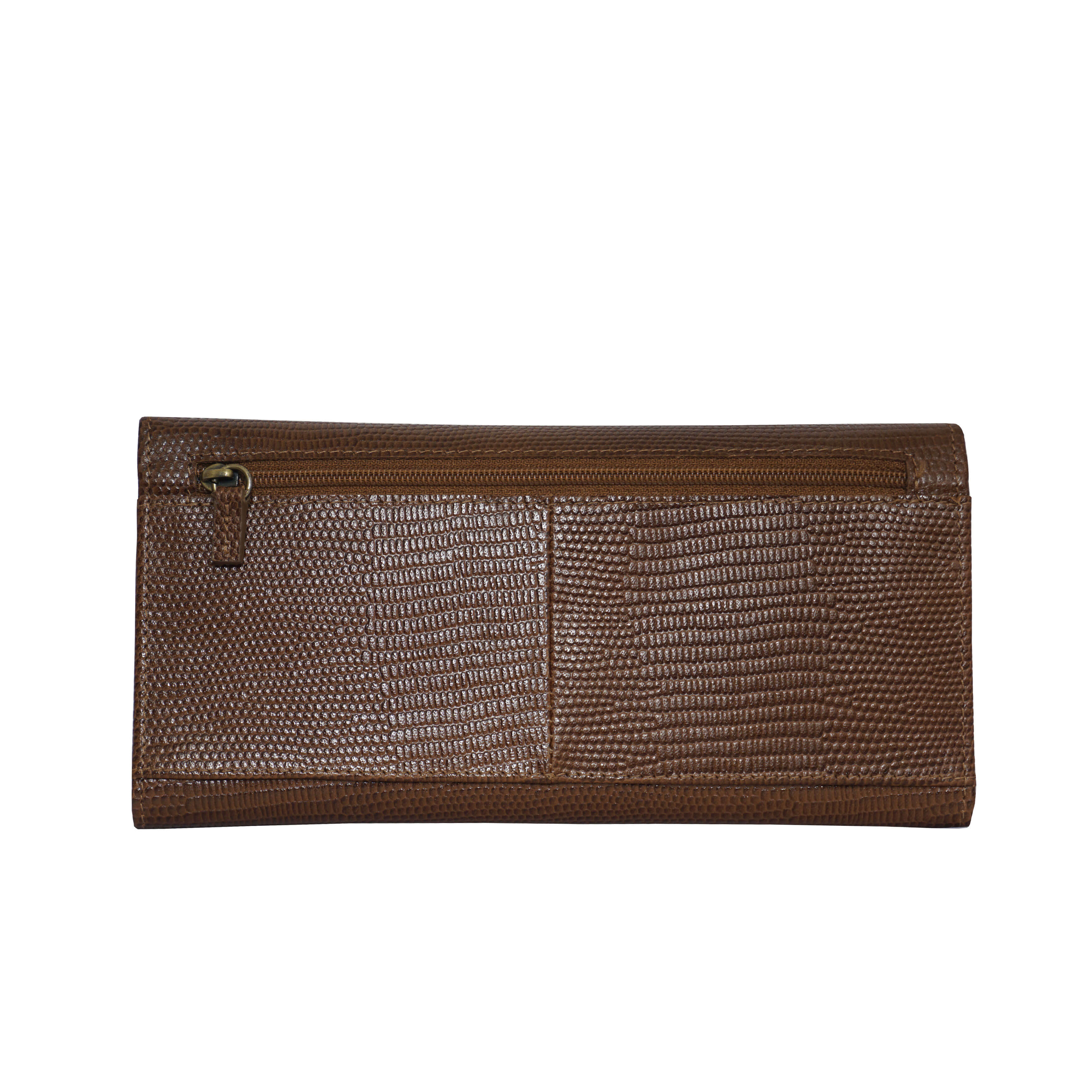 'CLAIRE' Tan Lizard Leather Flap Over Purse