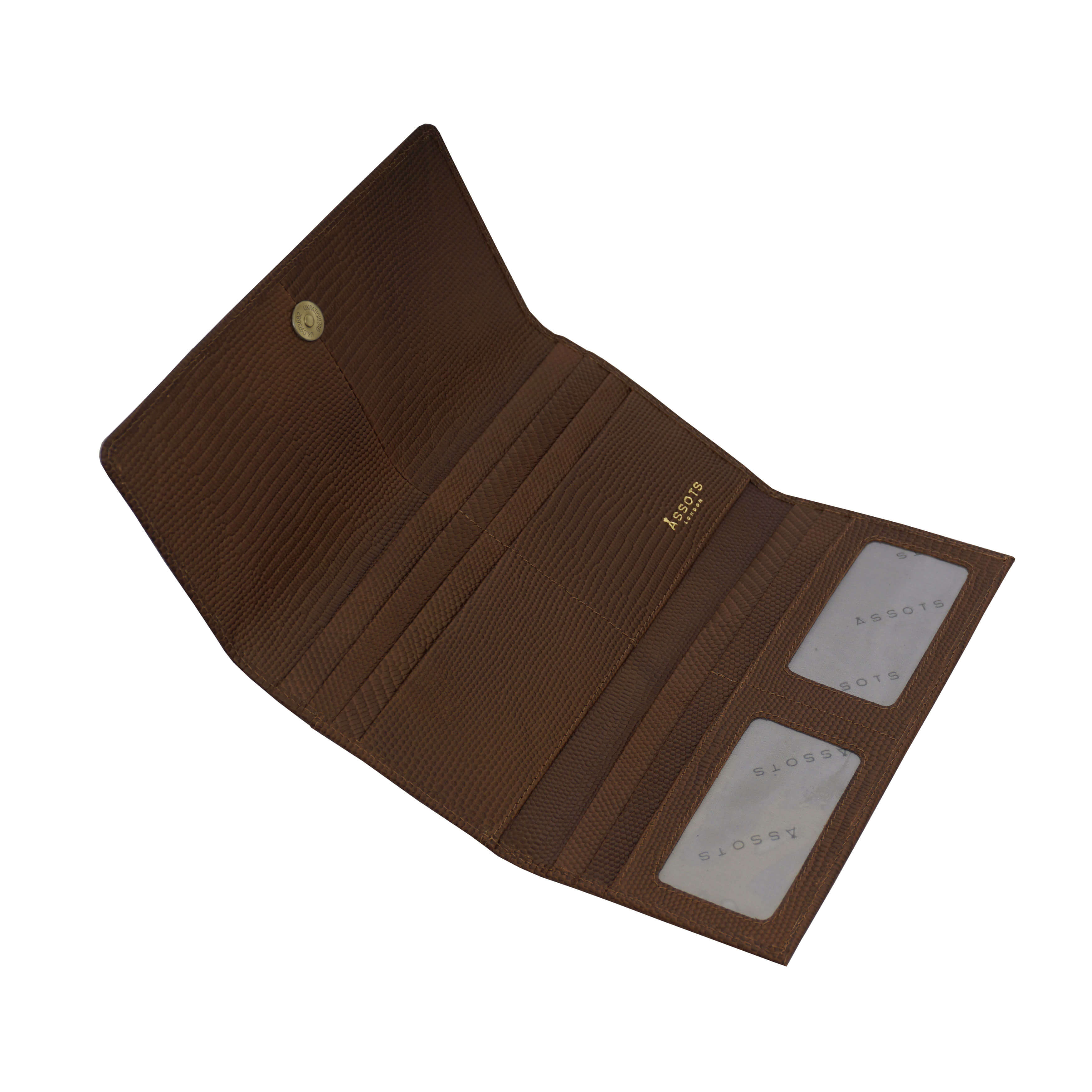 'CLAIRE' Tan Lizard Leather Flap Over Purse