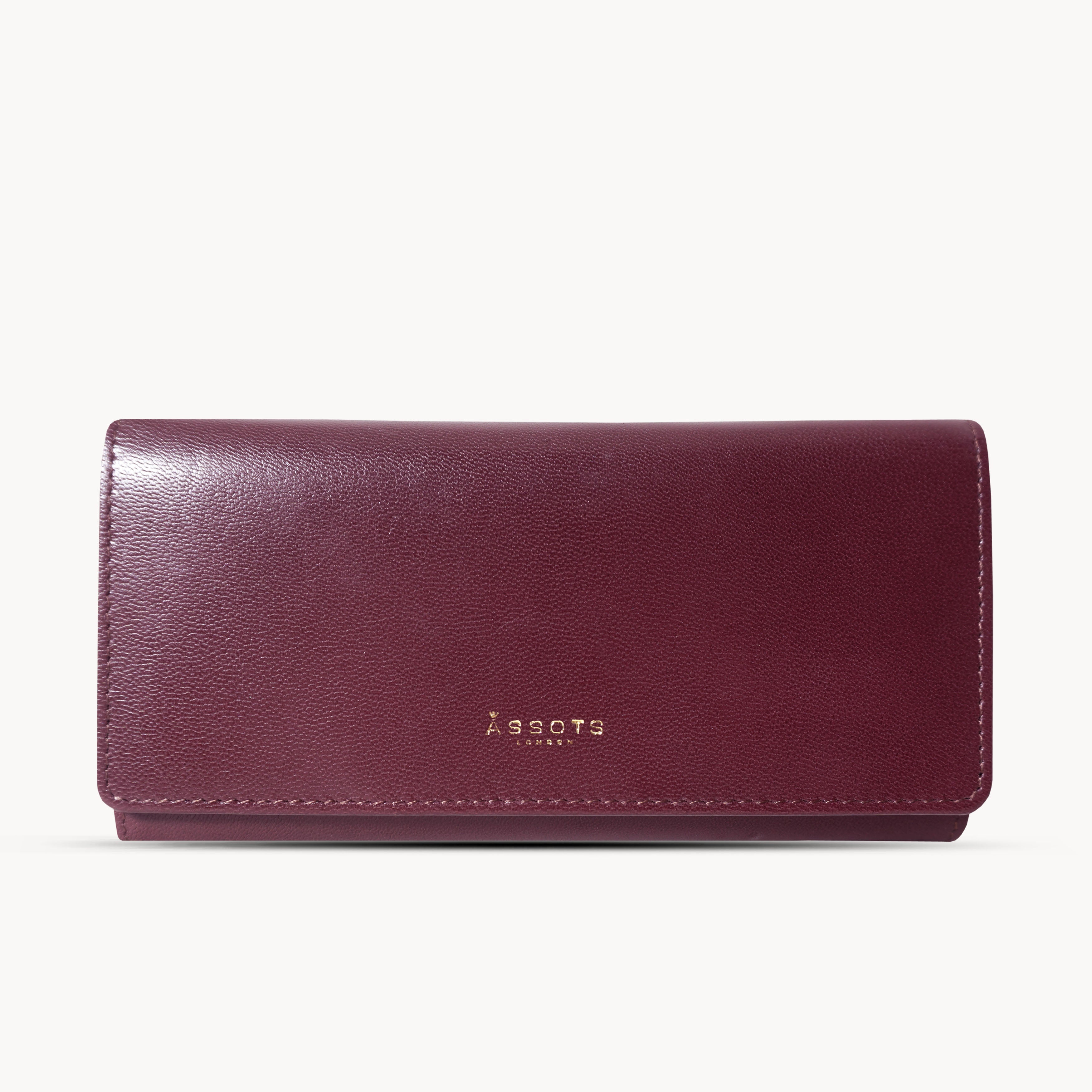 'CLAIRE' Plum Polished VT Vintage Leather Flap Over Purse