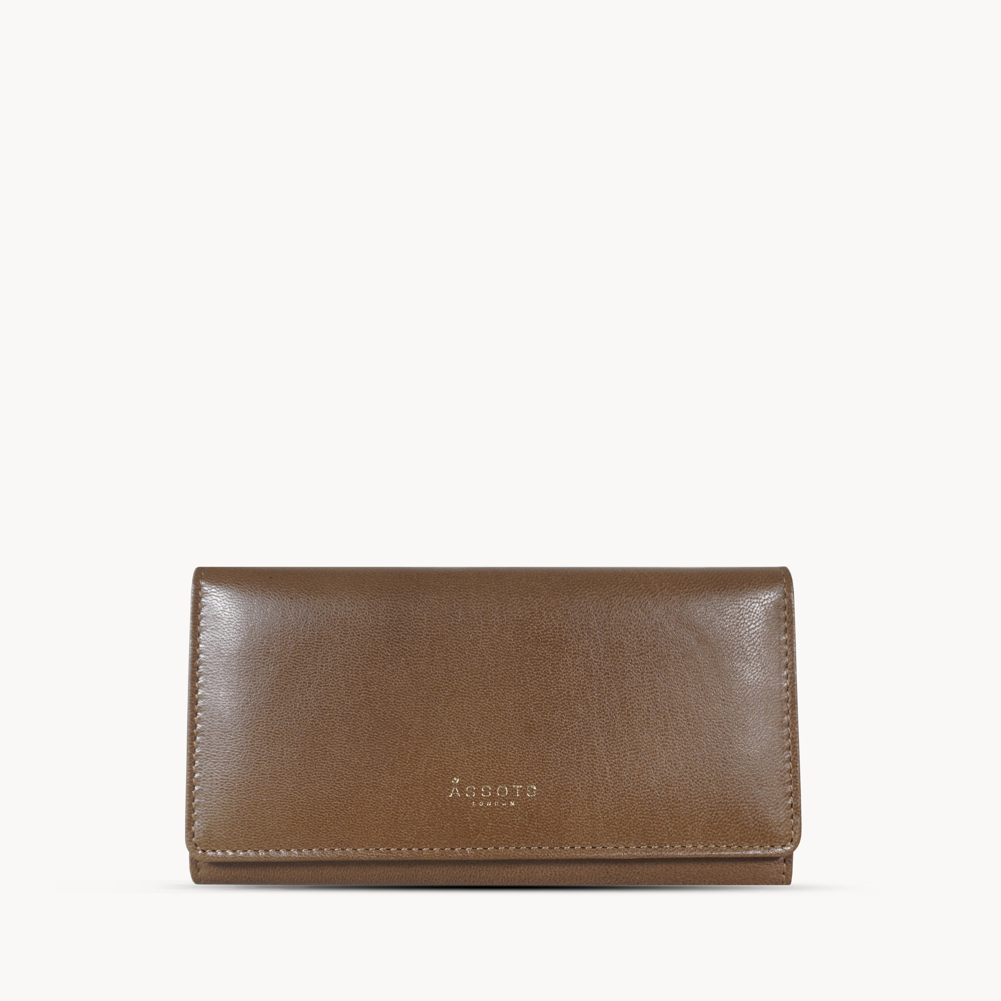 'CLAIRE' Tan Polished VT Vintage Leather Flap Over Purse