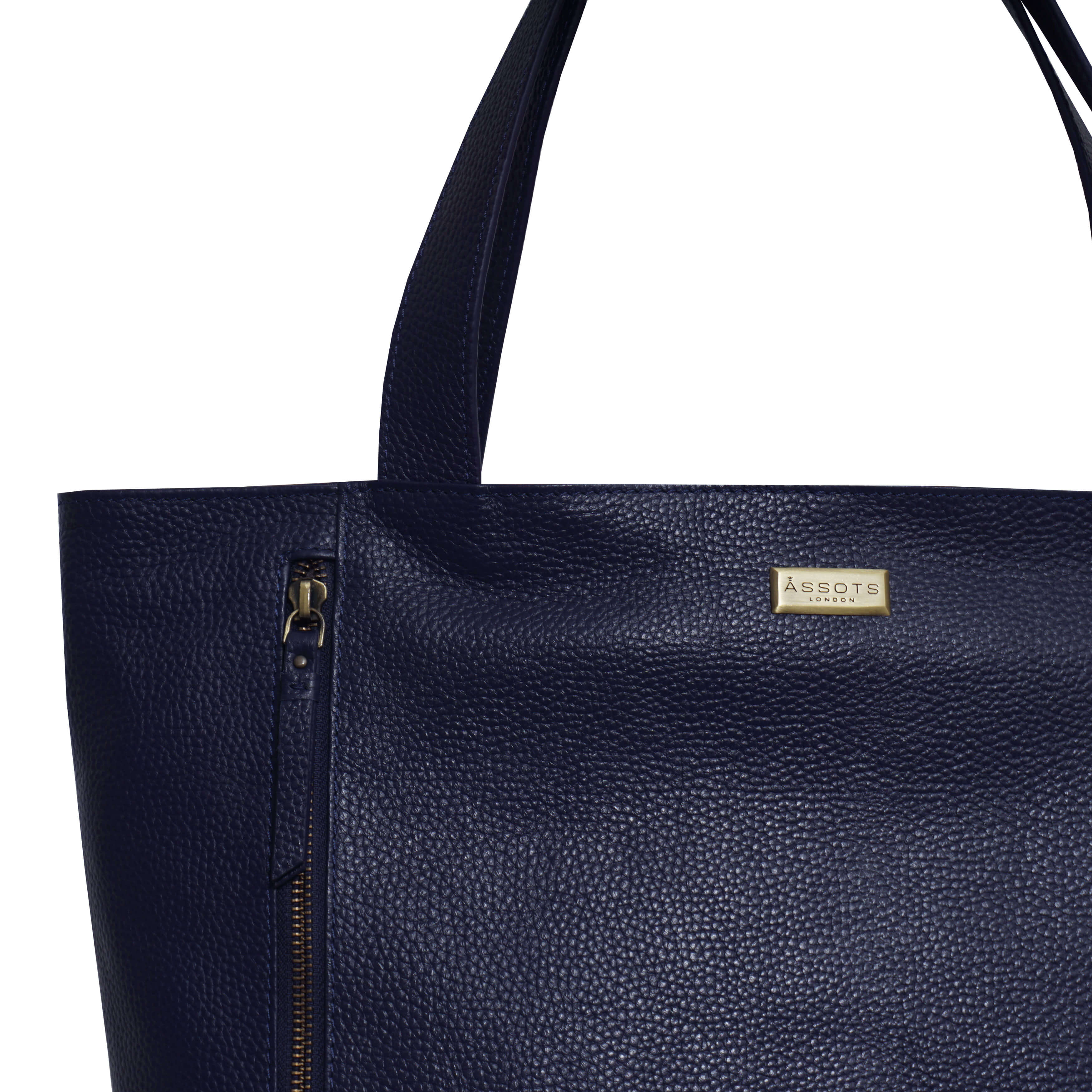 'CORDER' Navy Pebble Grain Real Leather Oversized Tote Bag