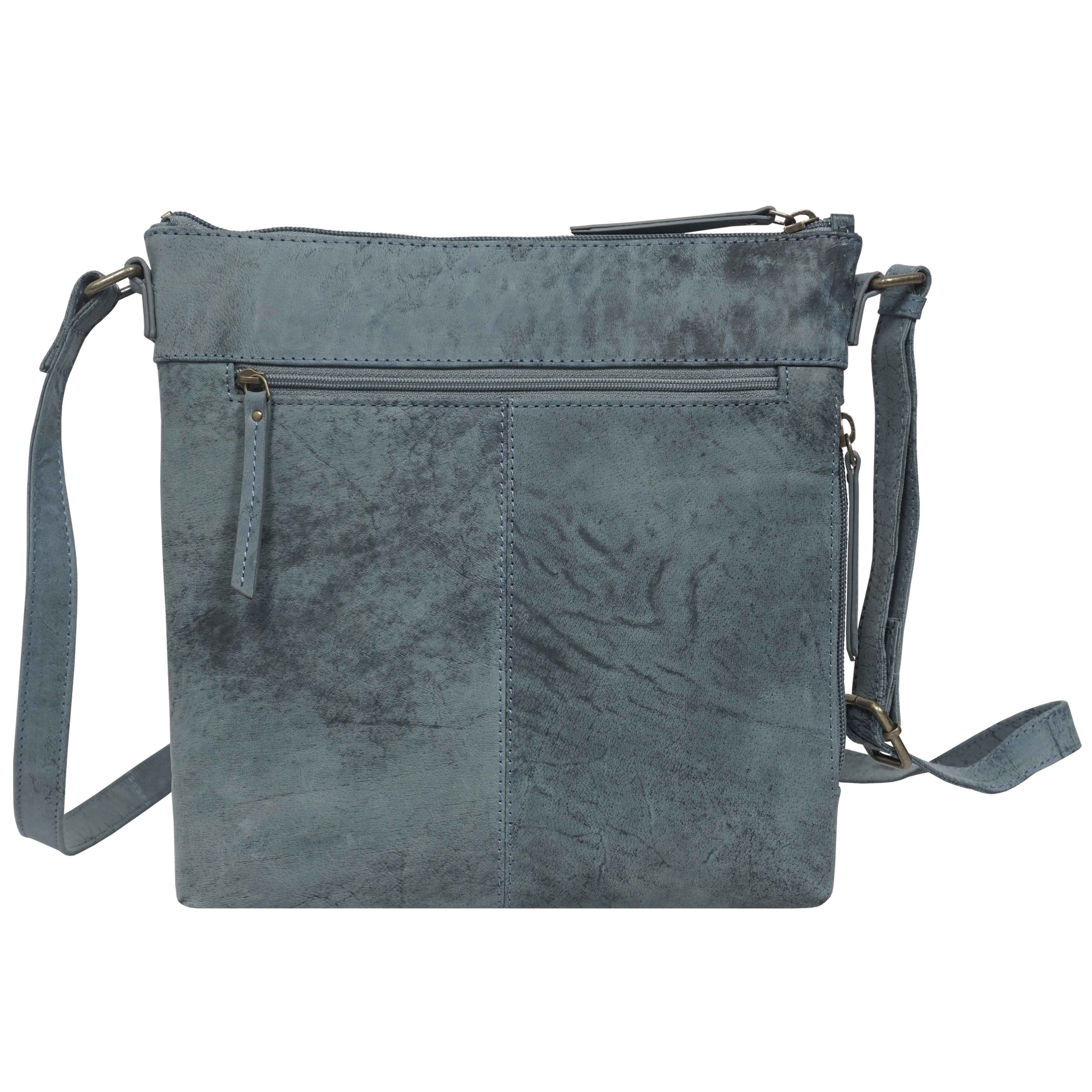 'CORI' Denim Distressed Real Leather Crossbody Bag