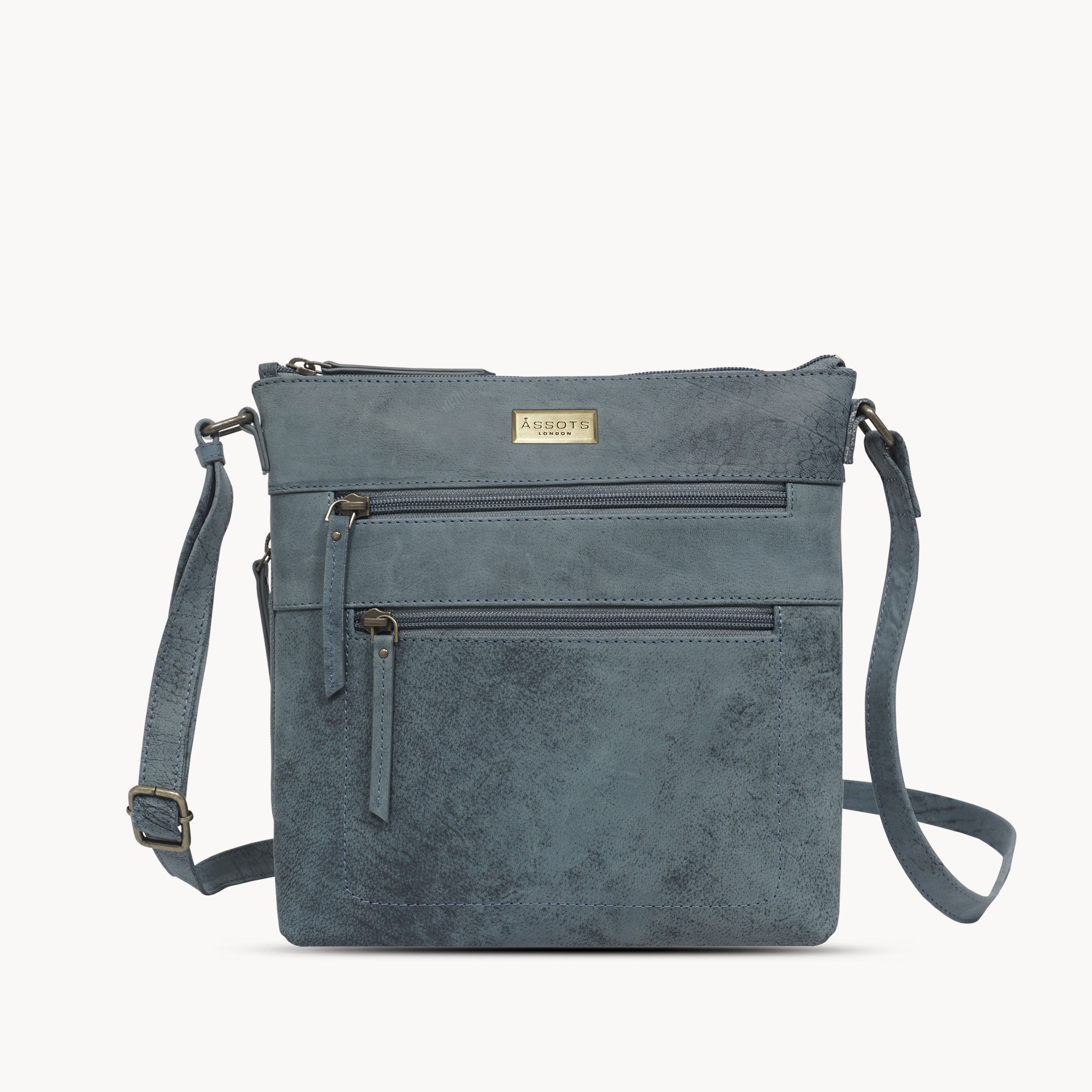 'CORI' Denim Distressed Real Leather Crossbody Bag