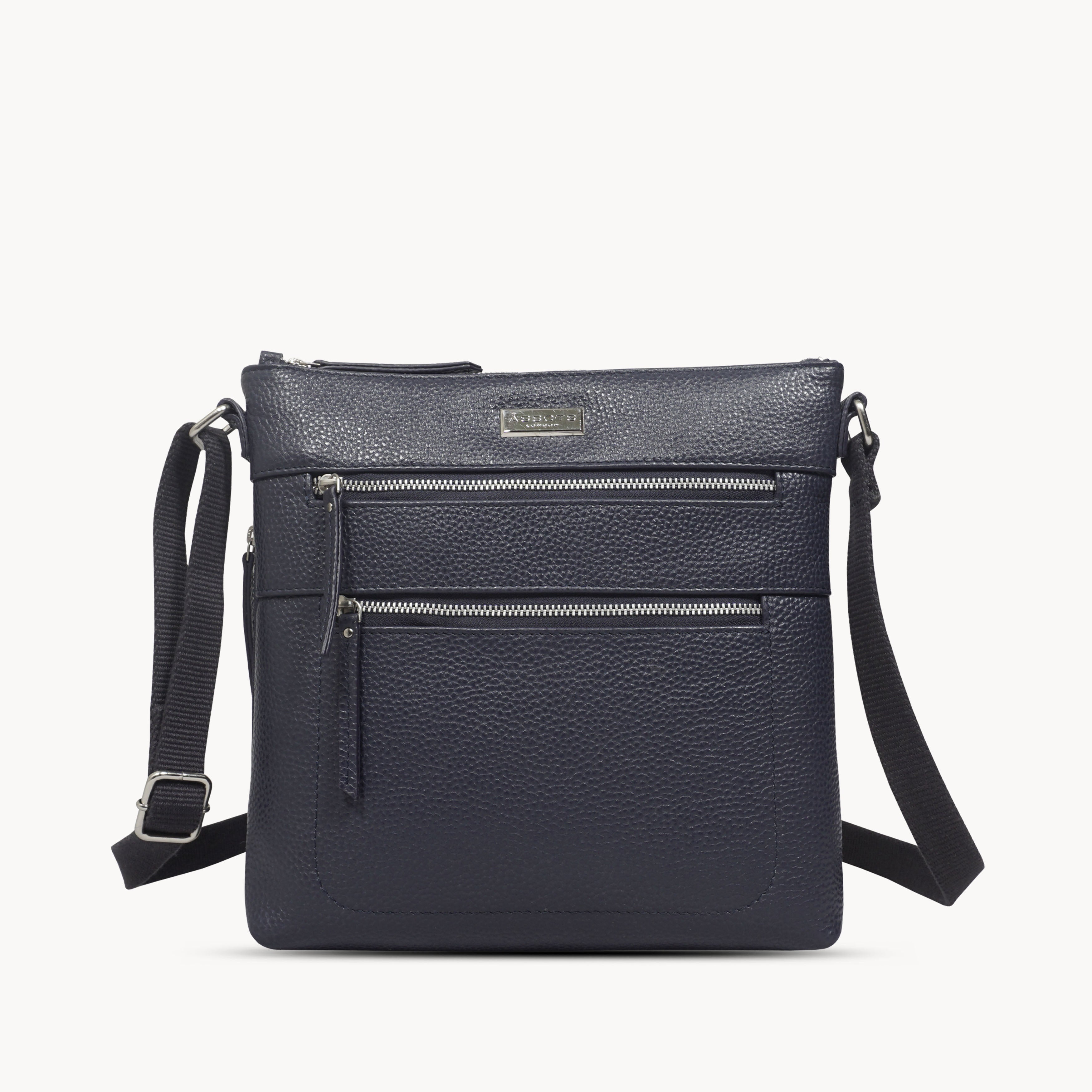 'CORI' Navy Pebble Grain Real Leather Crossbody Bag