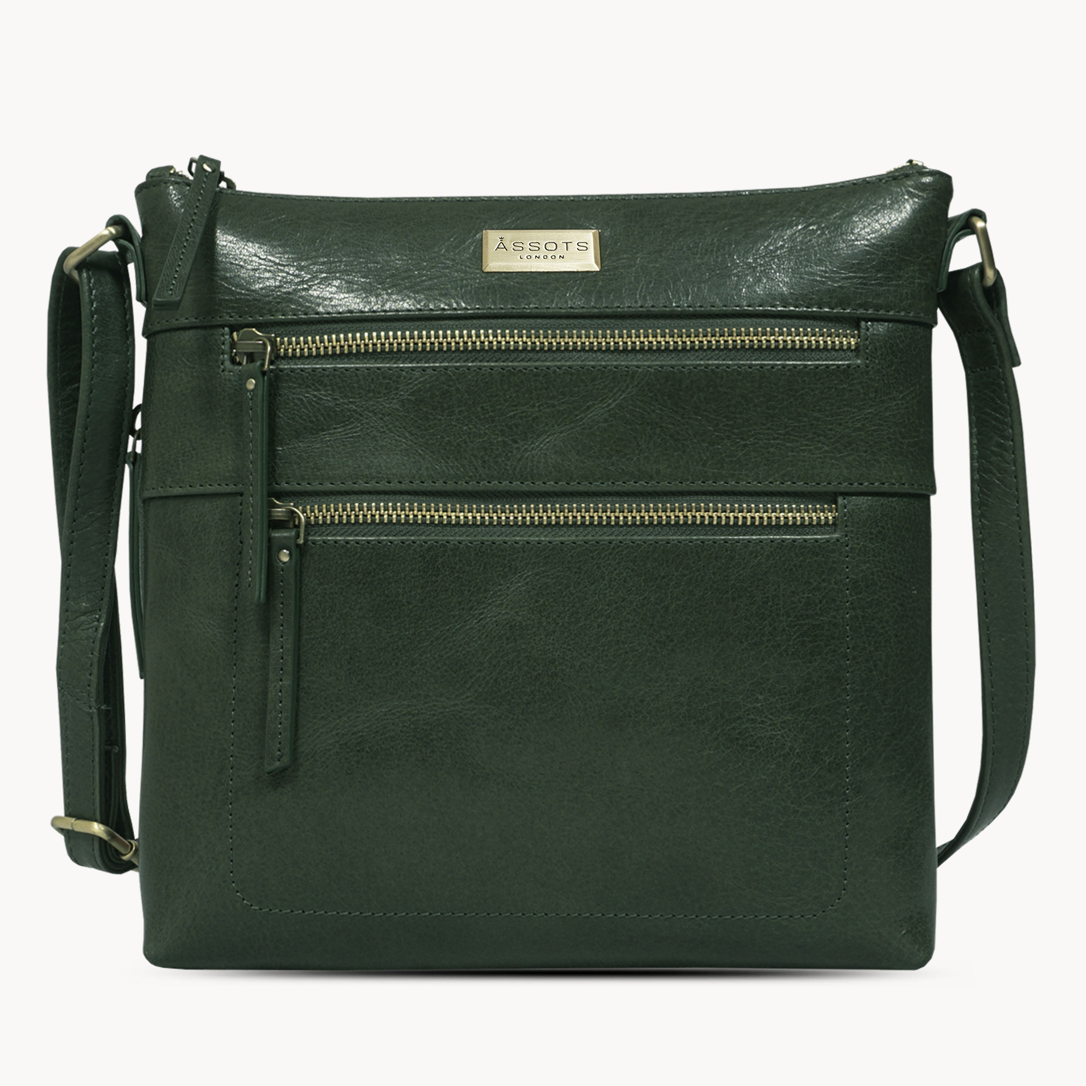 'CORI' Forest Green Waxy VT Real Leather Crossbody Bag