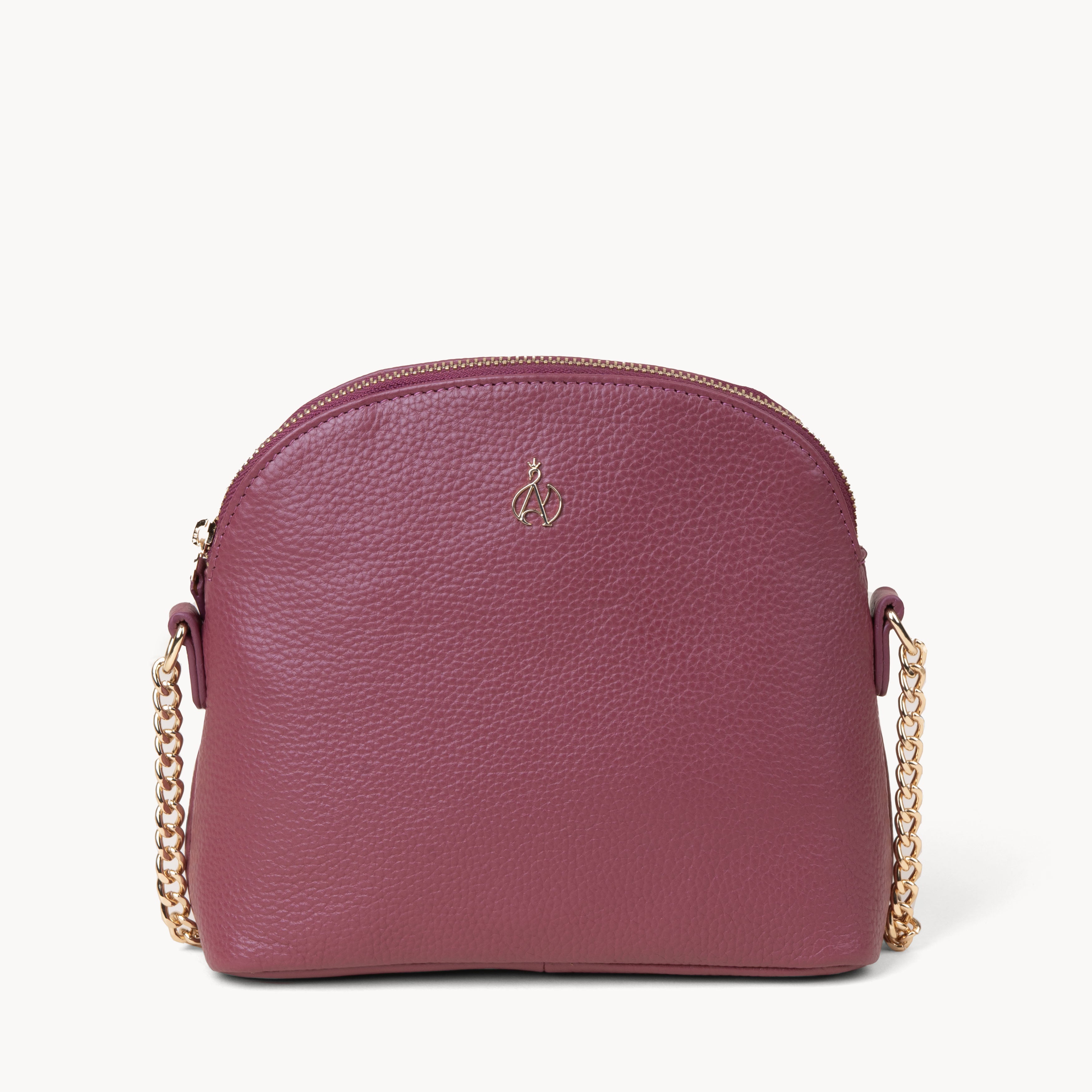 'DOVE' Carmine Pink Pebble Grain Real Leather Crossbody Bag