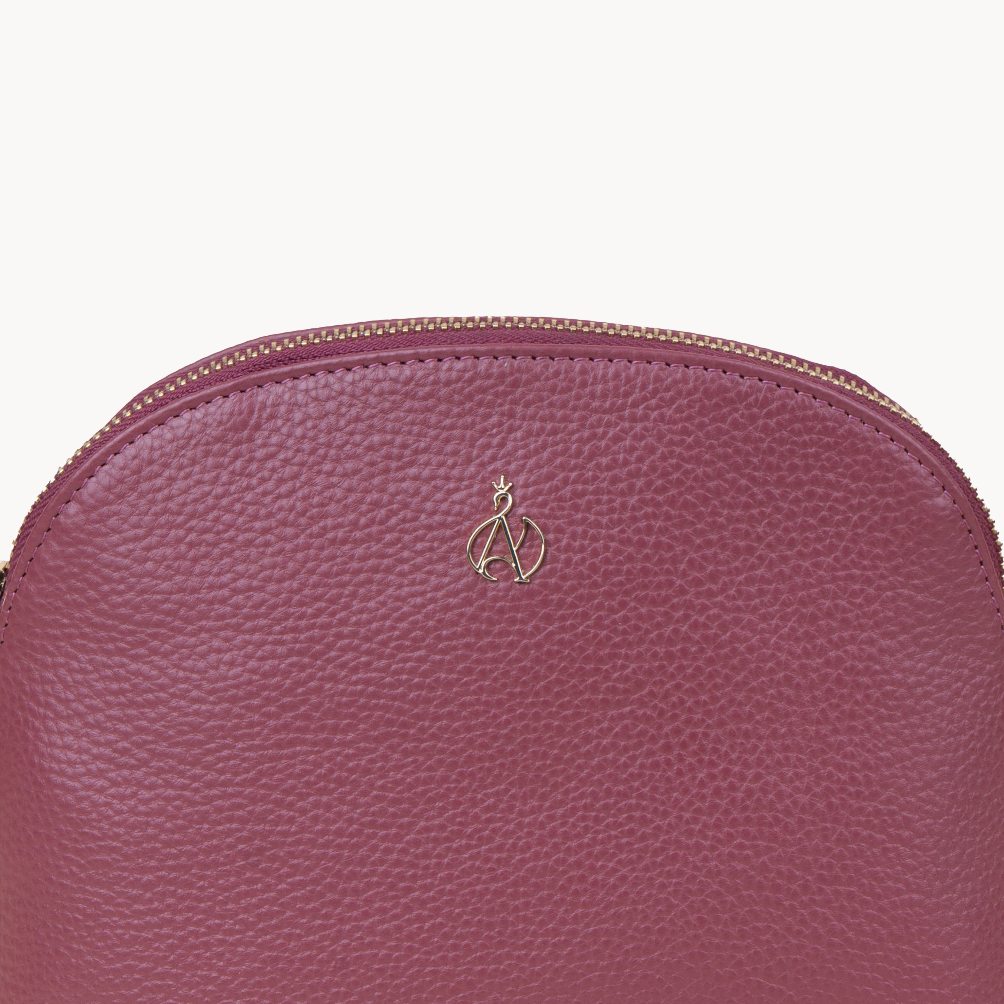 'DOVE' Carmine Pink Pebble Grain Real Leather Crossbody Bag