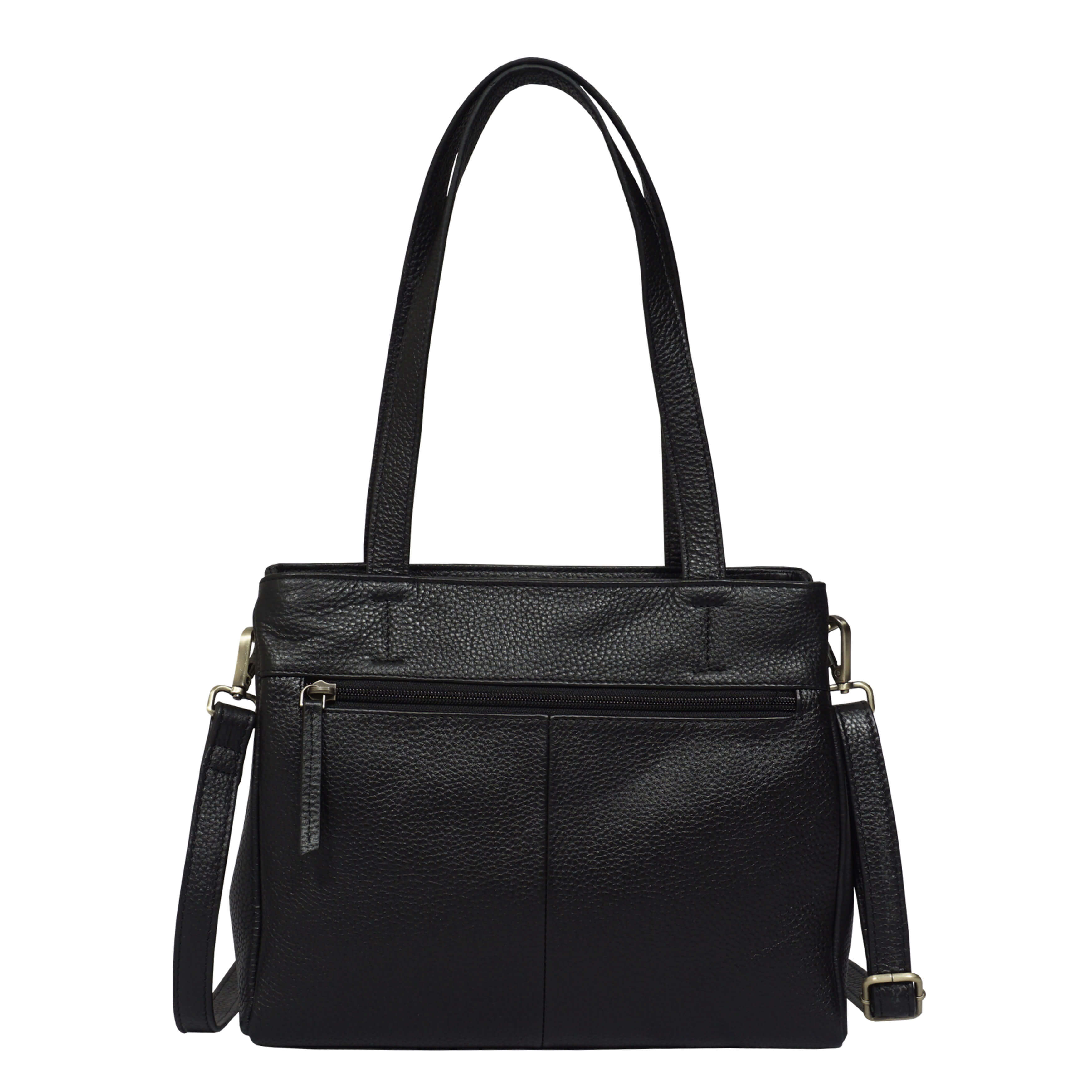 'DEBRA' Black Pebble Grain Real Leather Crossbody Shoulder Bag