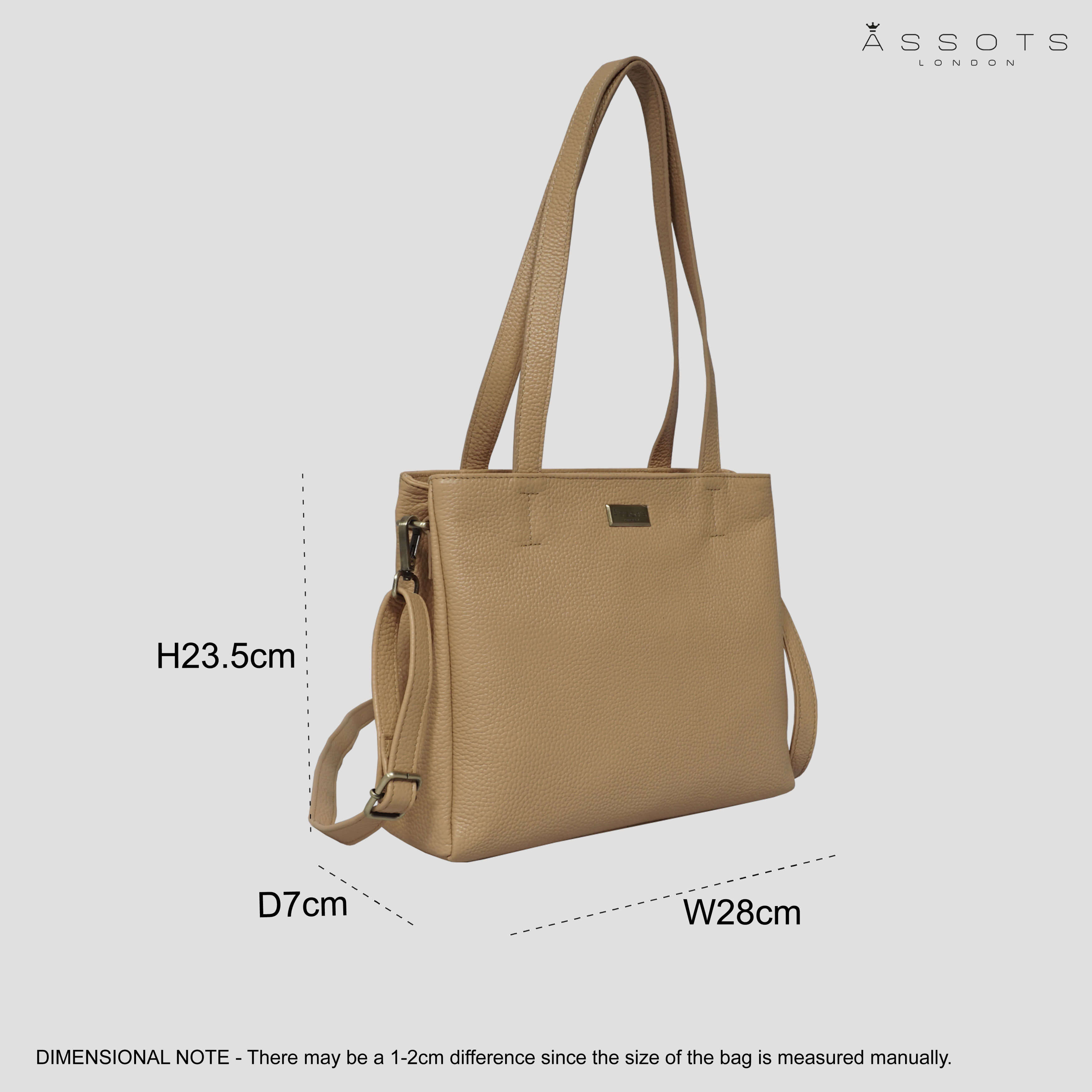 'DEBRA' Camel Pebble Grain Real Leather Crossbody Shoulder Bag