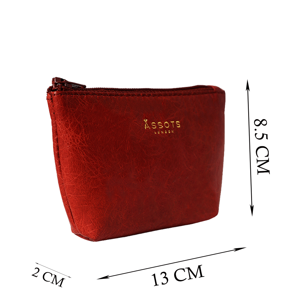 'Diana' Red Full Grain Leather Zip Top Coin Purse