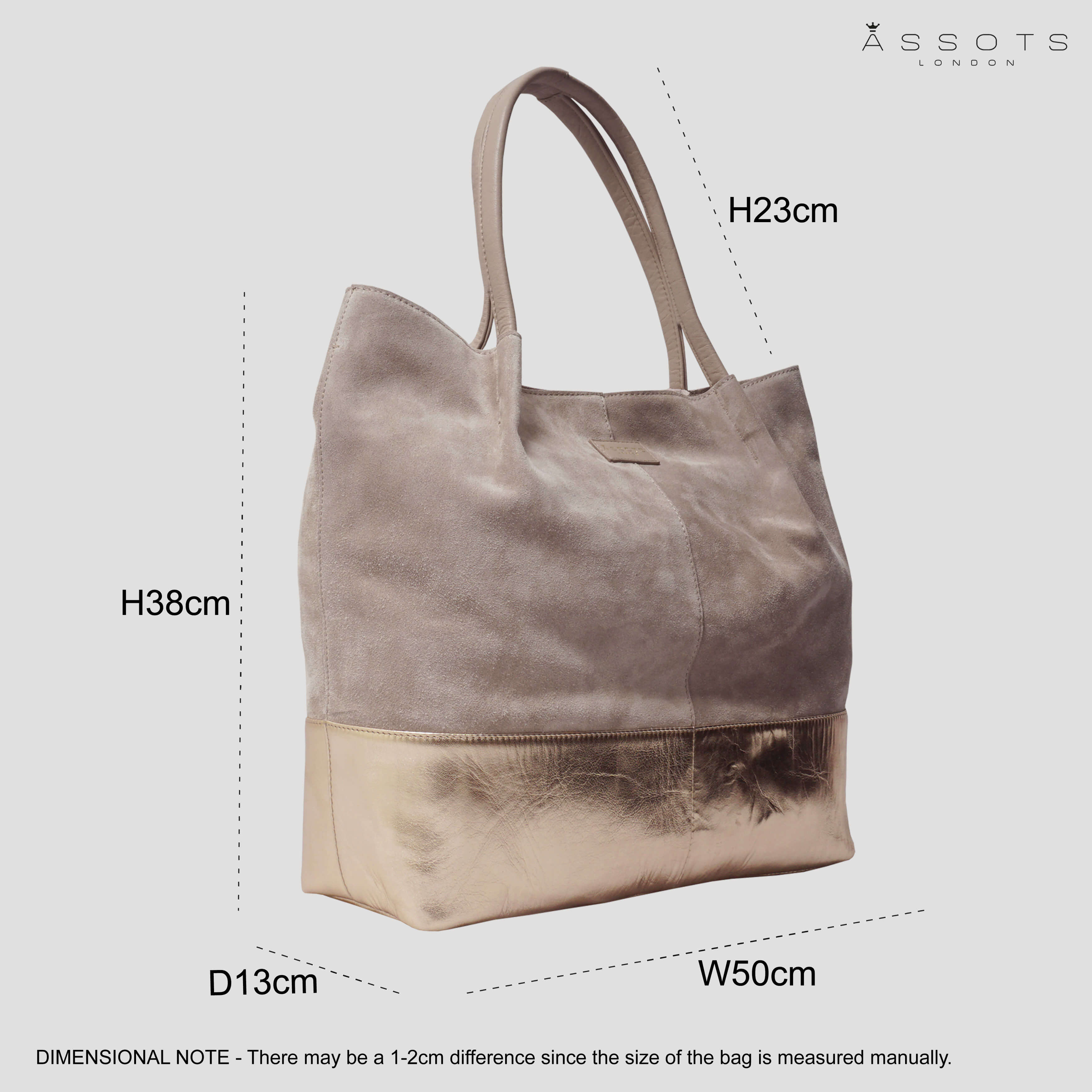 'DONNA' Pink and Metallic Rose Gold Real Leather Unlined Designer Shopper Bag