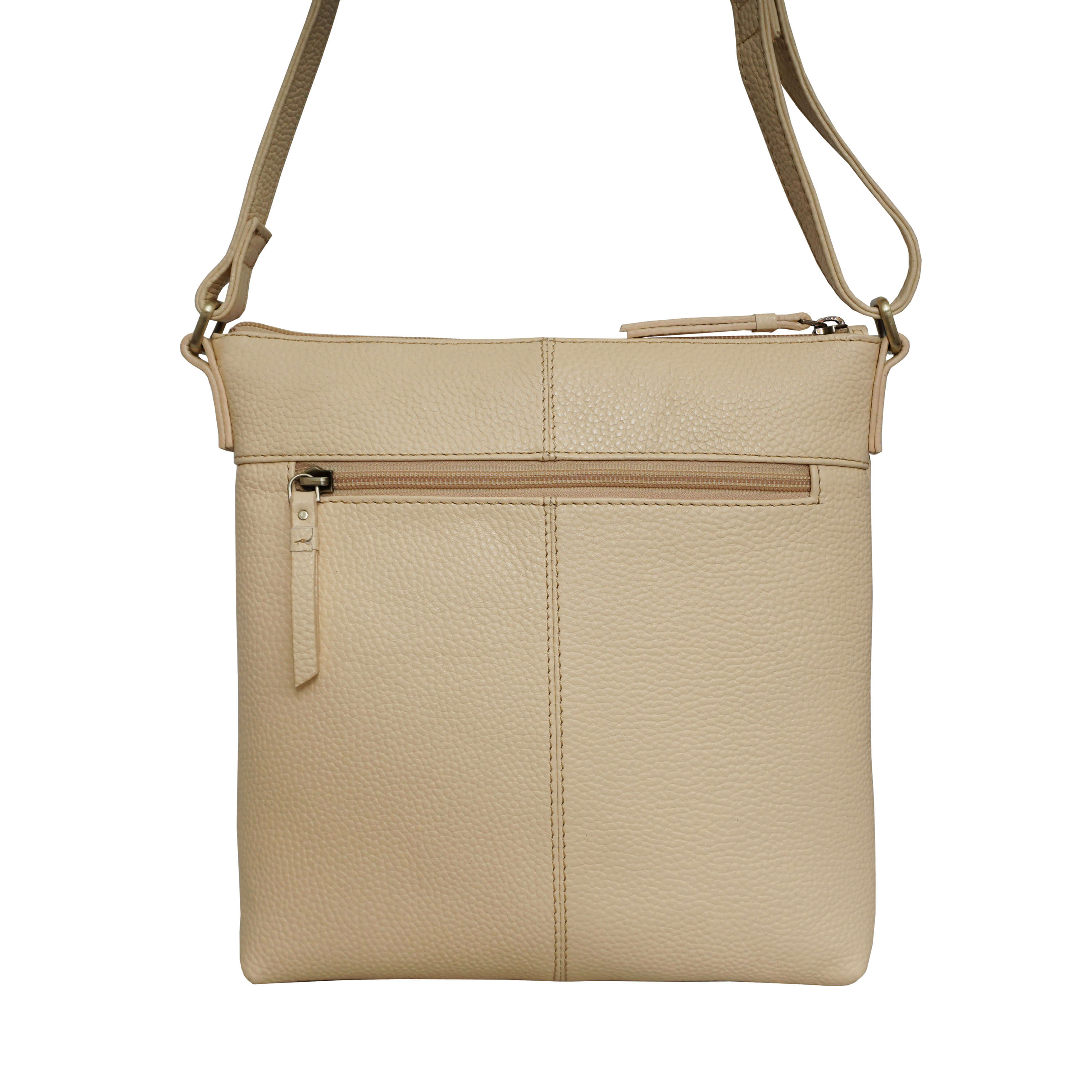 'EDITH' Off White Pebble Grain Leather Crossbody bag