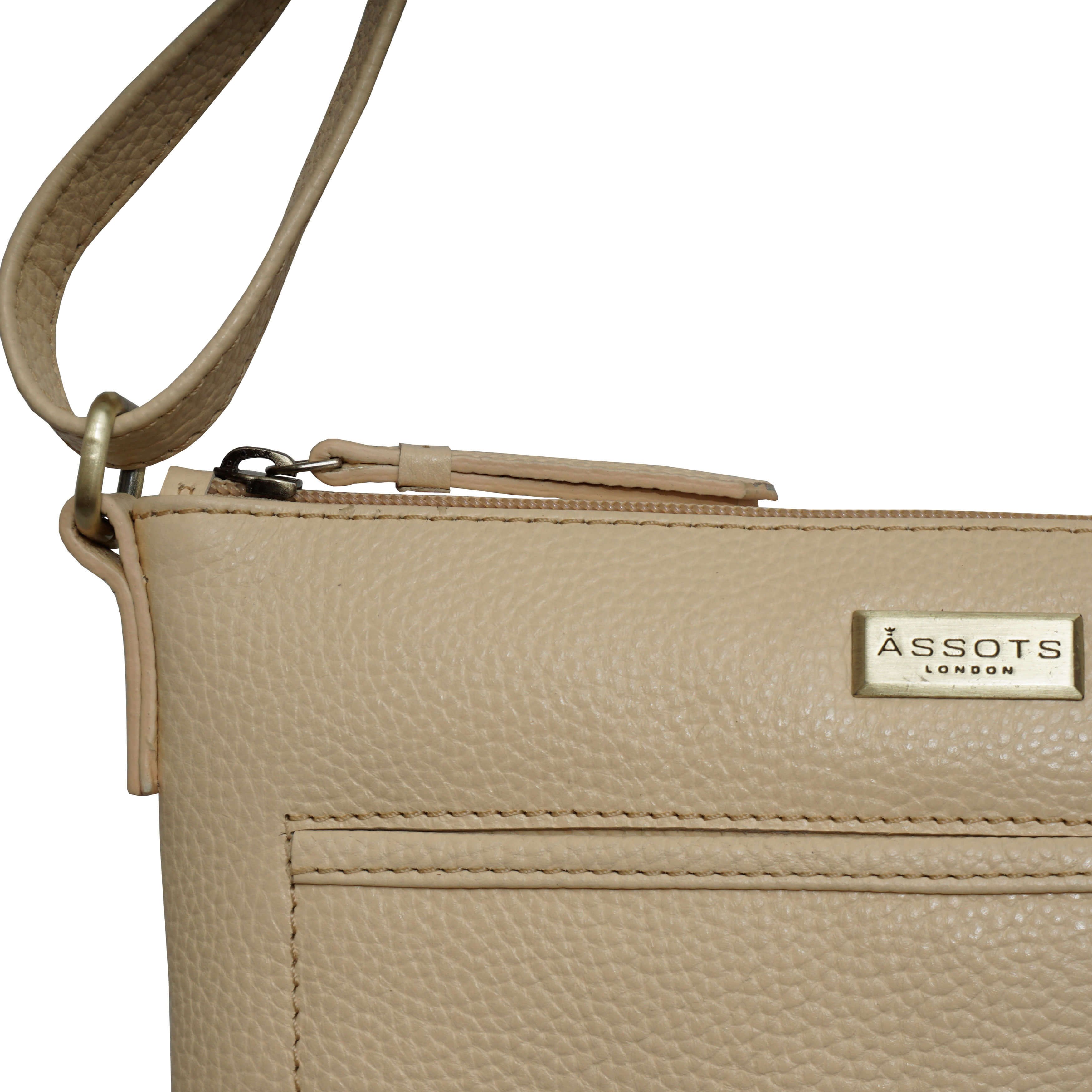 'EDITH' Off White Pebble Grain Leather Crossbody bag