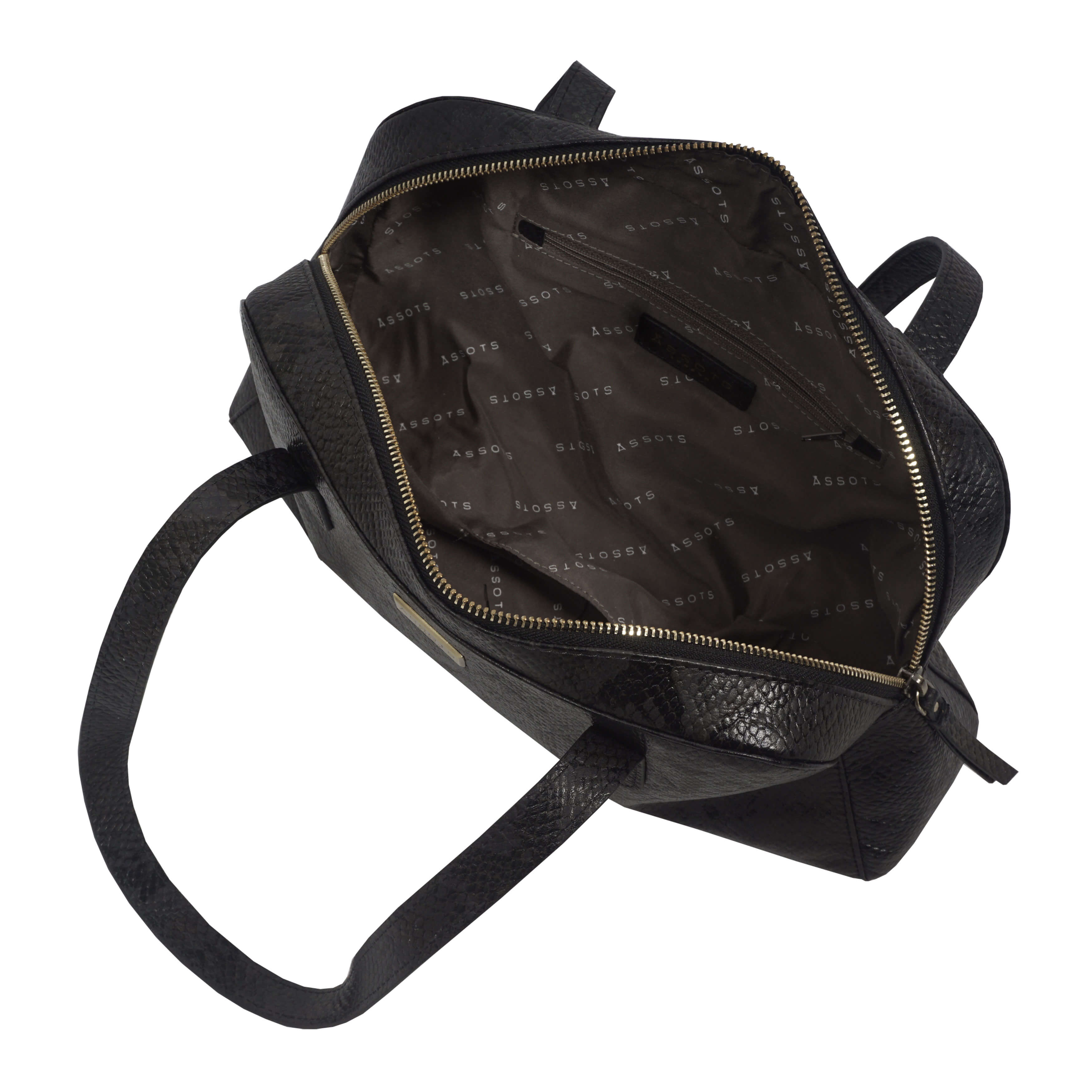 'ELEANOR' Black Snake Print Real Leather Shoulder Bag