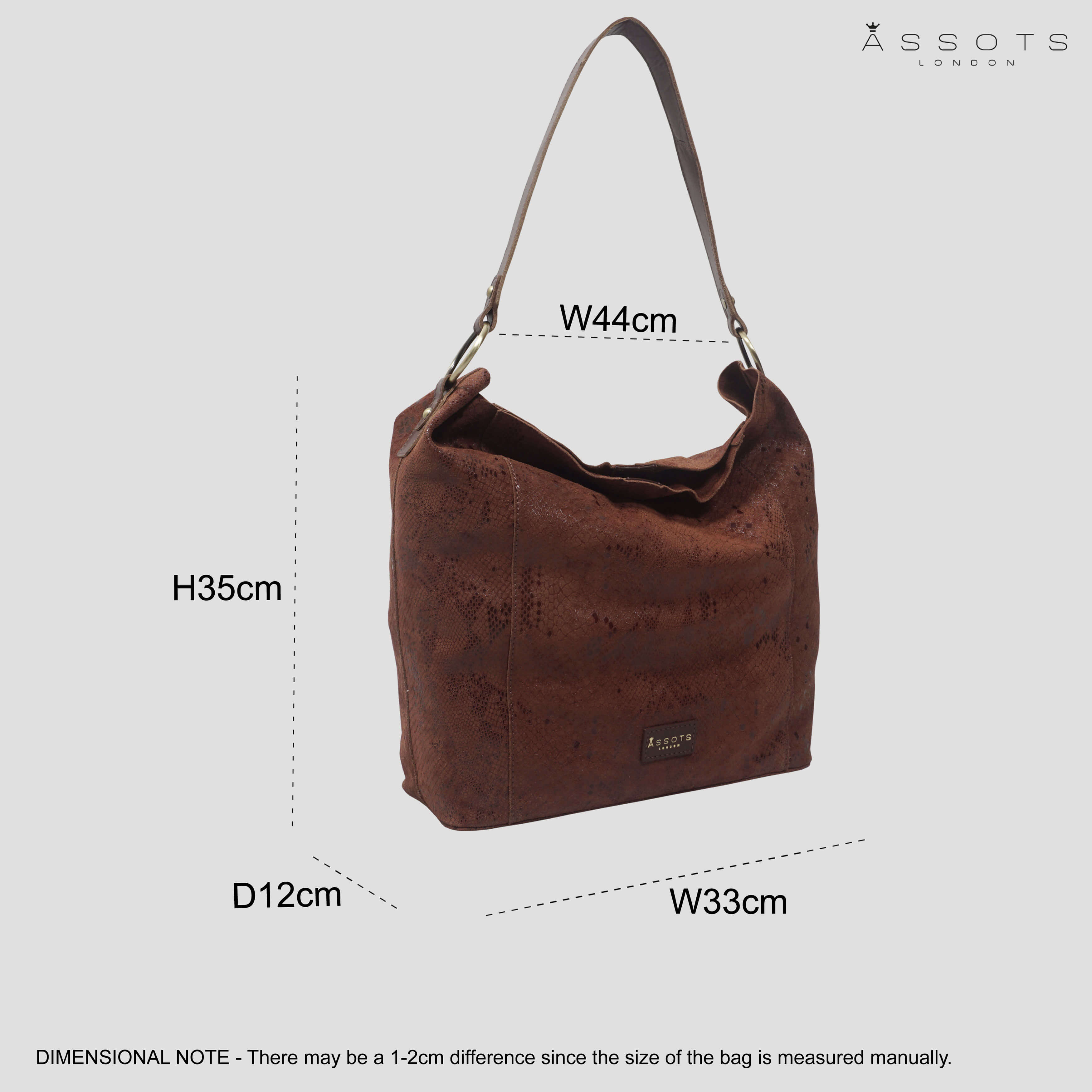 'Esme' Brown Python Snake Real Leather Slouchy Hobo Bag