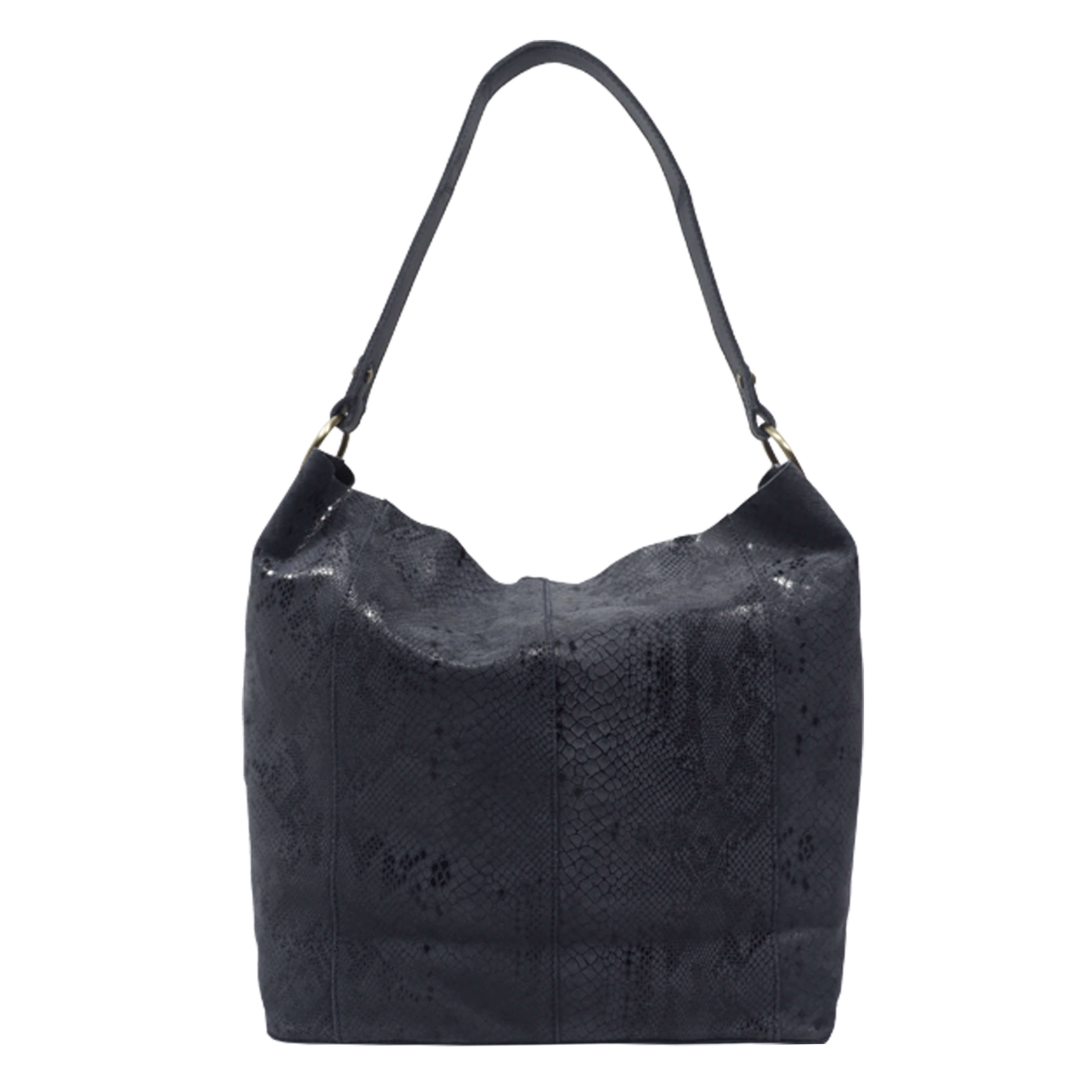 'Esme' Navy Python Snake Real Leather Slouchy Hobo Bag