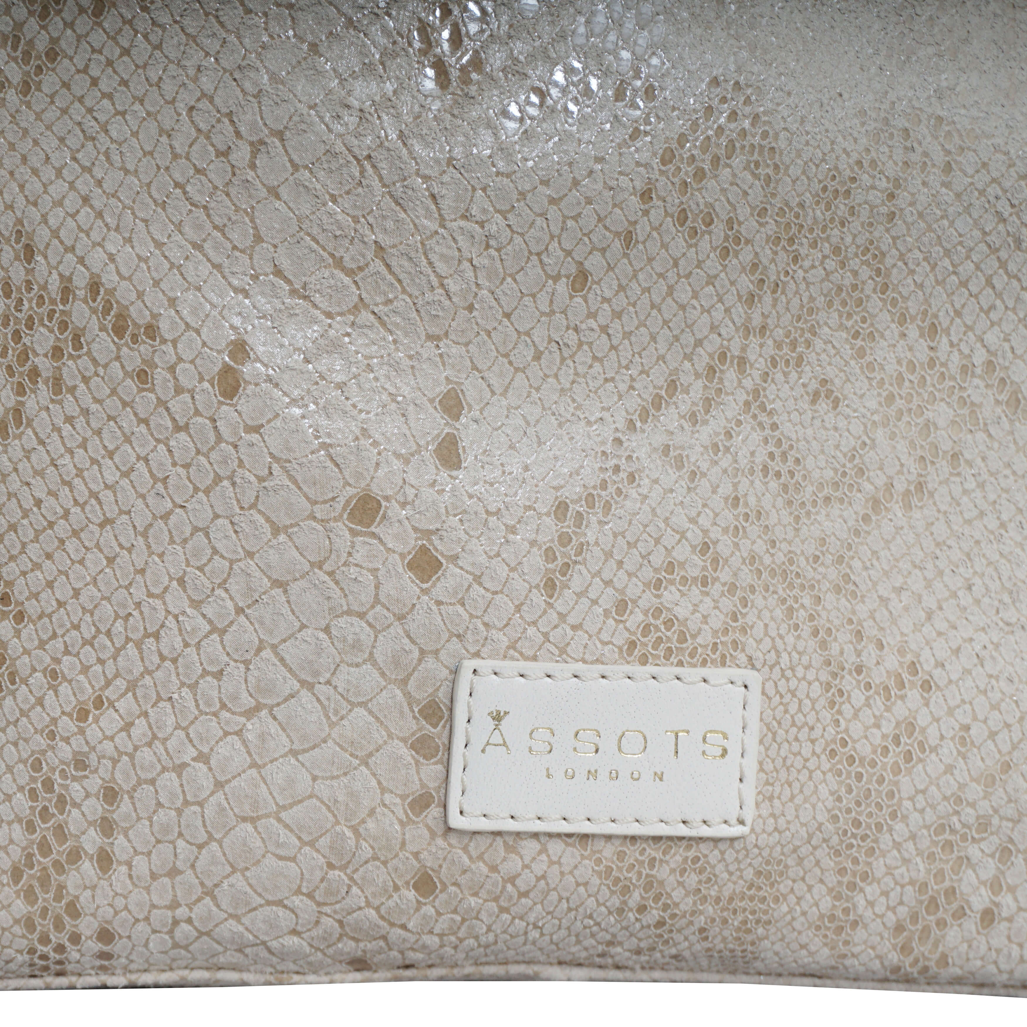 'Esme' Cream Python Snake Real Leather Slouchy Hobo Bag