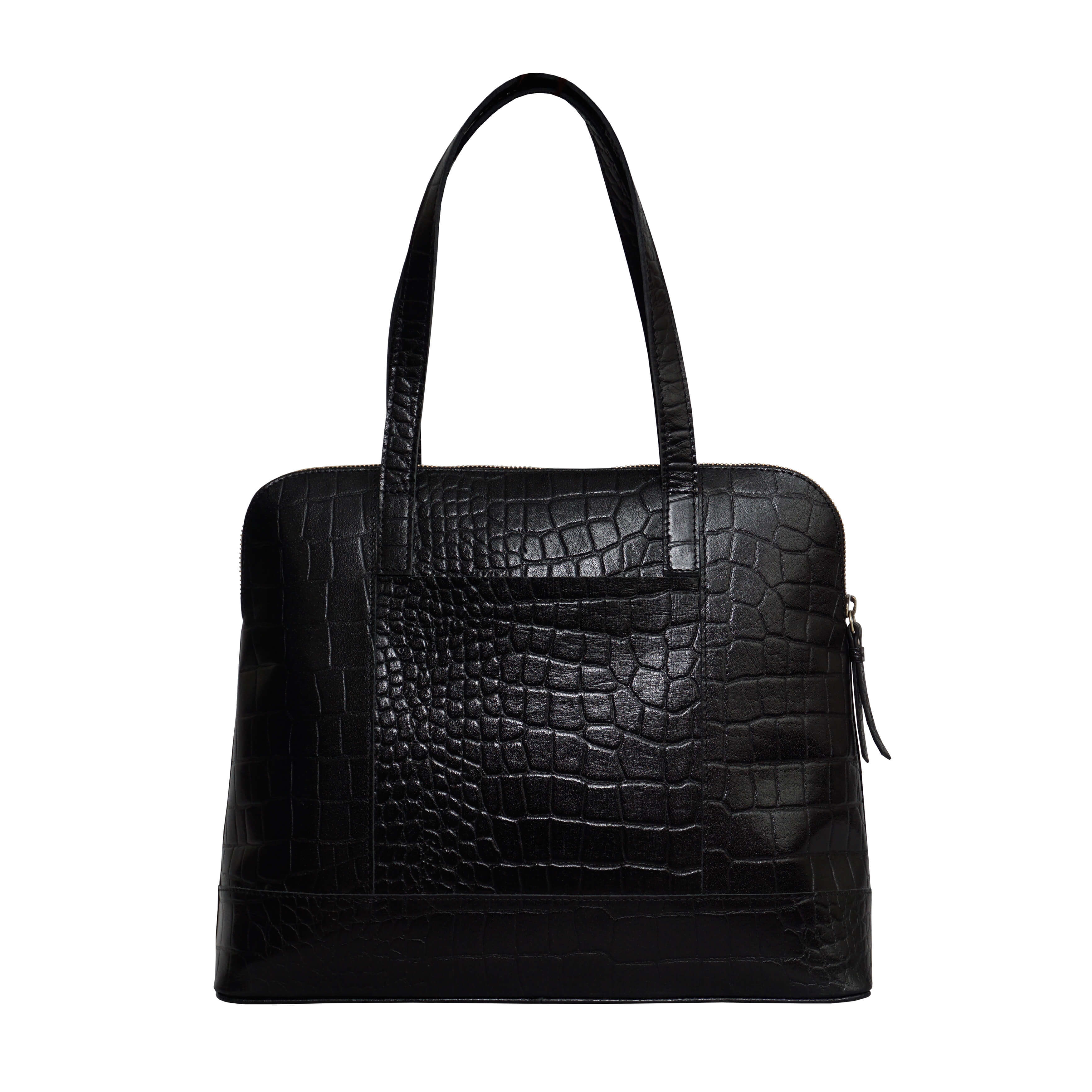 'Eva' Black Croc Real Leather Designer Unlined Tote Bag