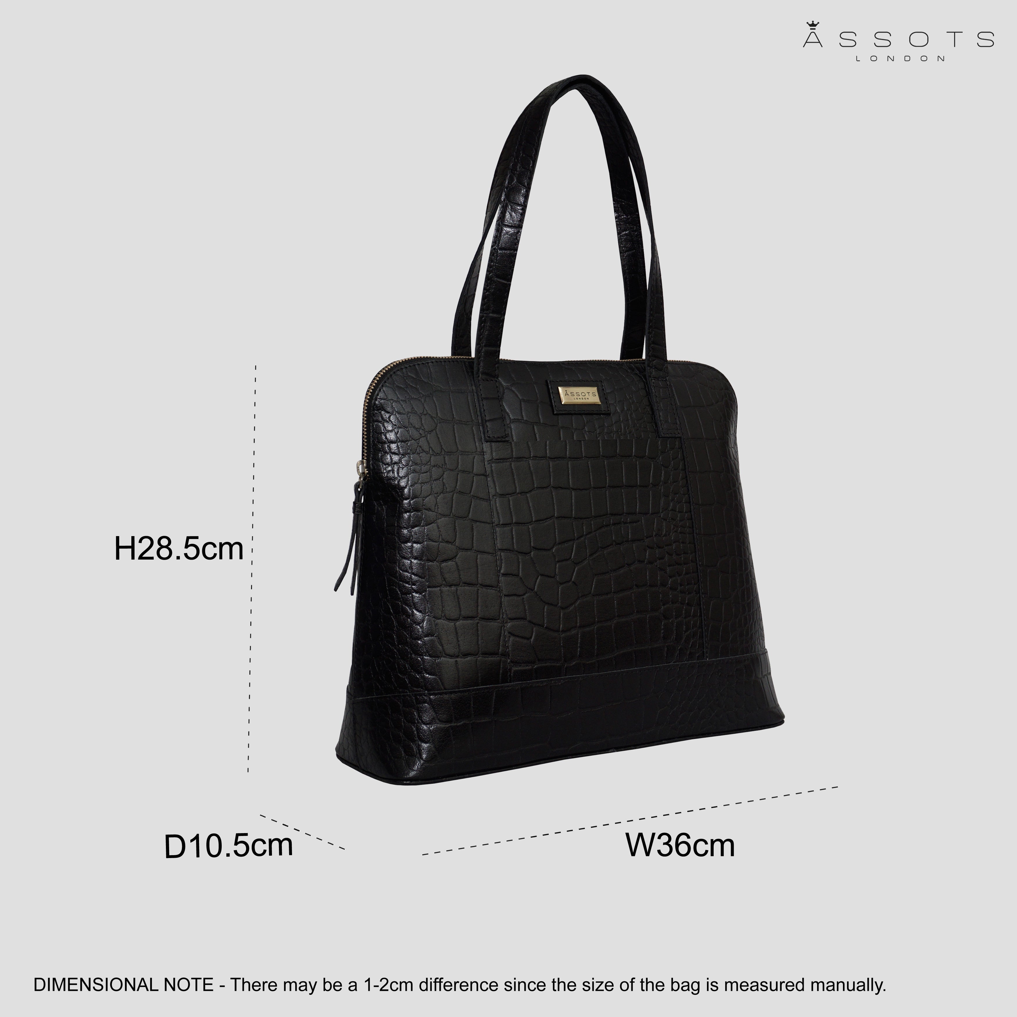 'Eva' Black Croc Real Leather Designer Unlined Tote Bag