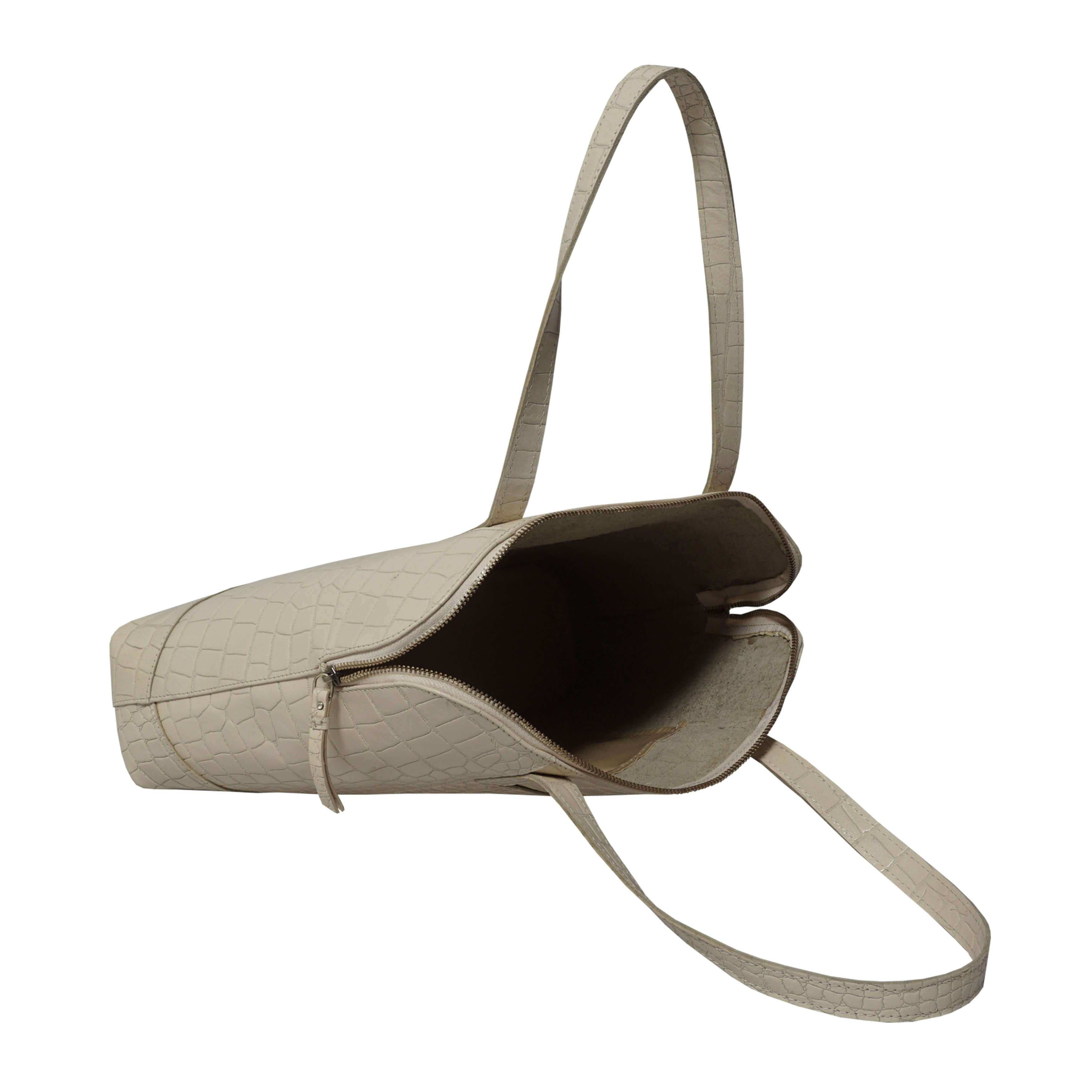'Eva' Off White Croc Real Leather Designer Unlined Tote Bag