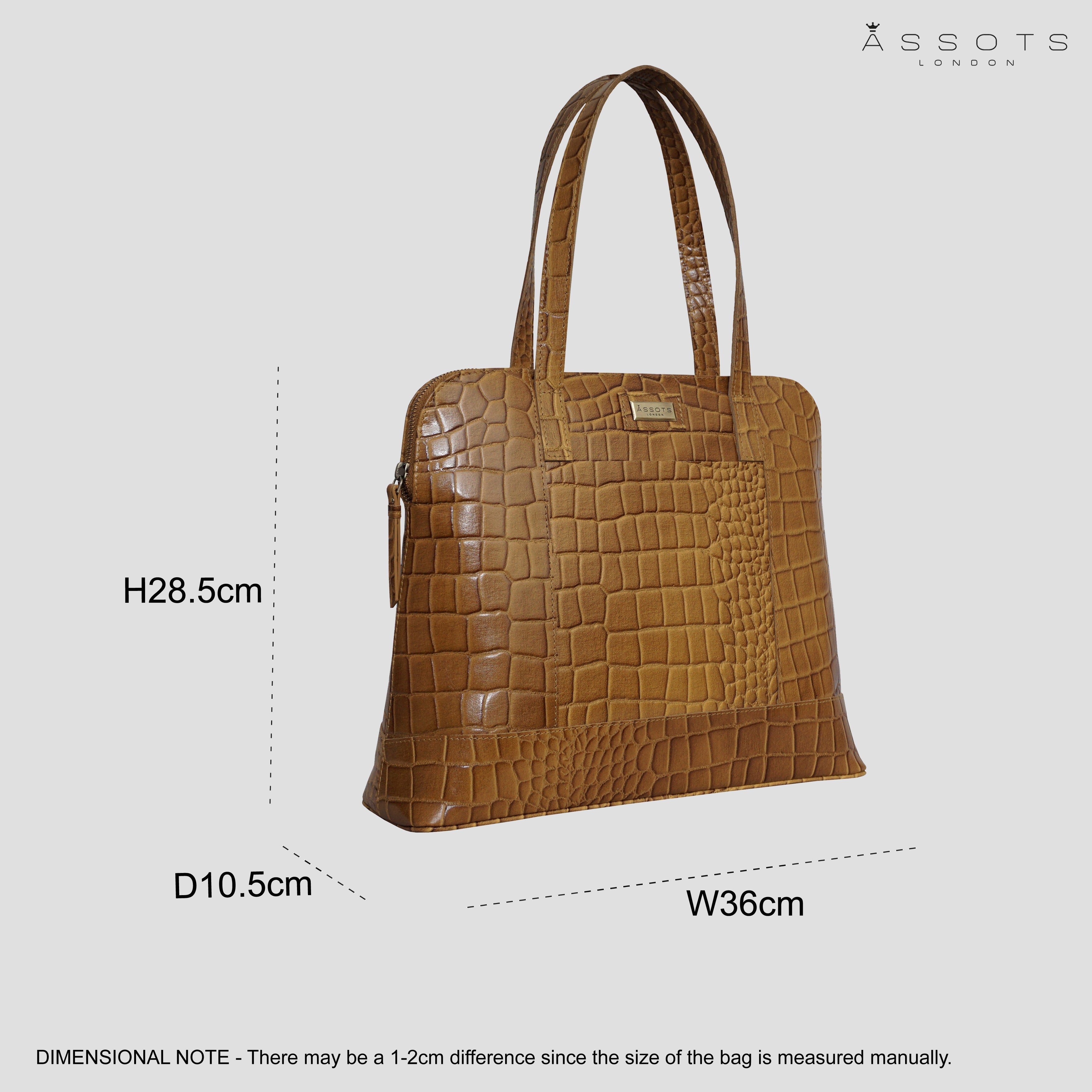 'Eva' Mustard Croc Real Leather Designer Unlined Tote Bag