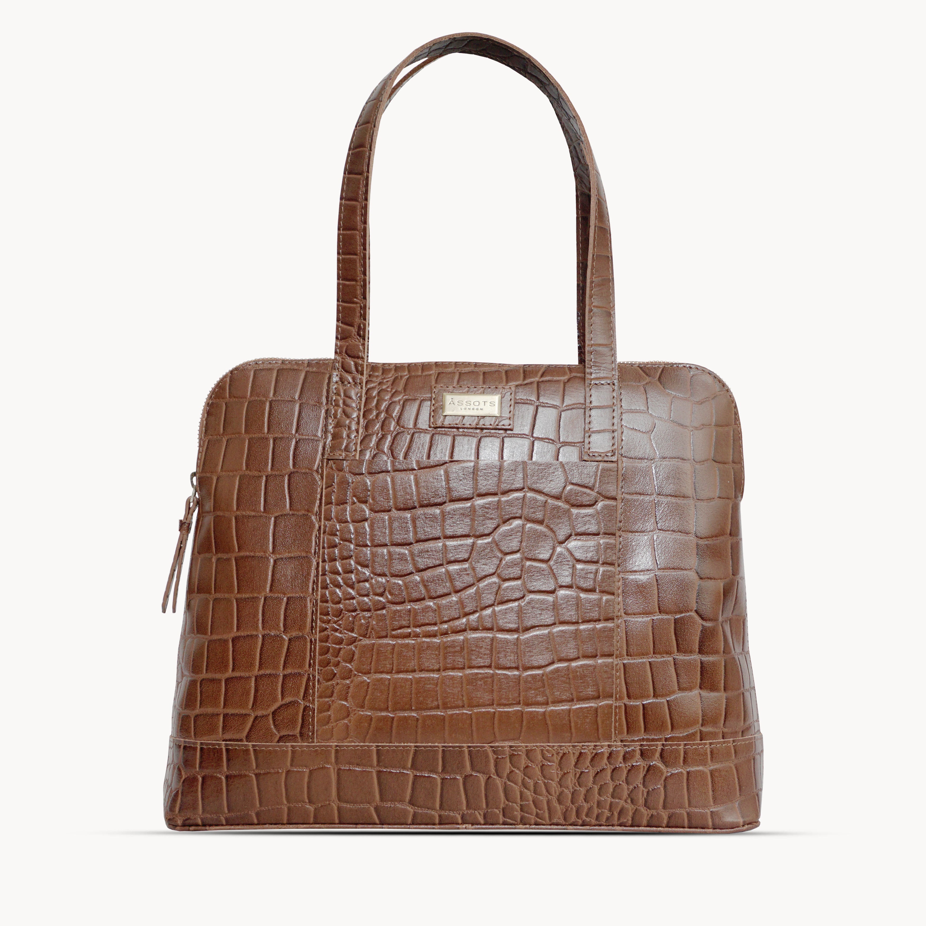 'Eva' Tan Croc Real Leather Designer Unlined Tote Bag