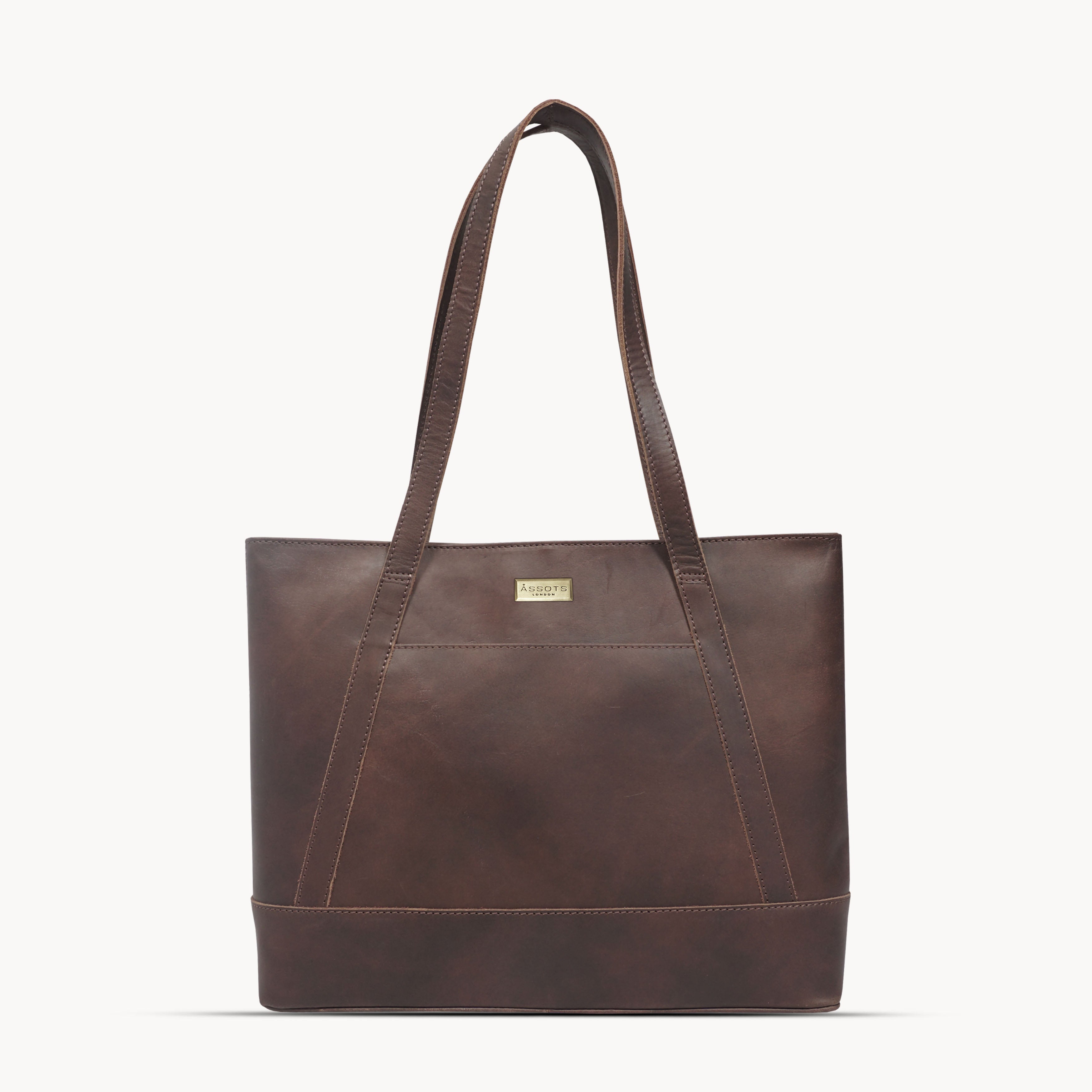 'EVELYN' Brown Oily Chestnut Real Leather Designer Tote Work Bag