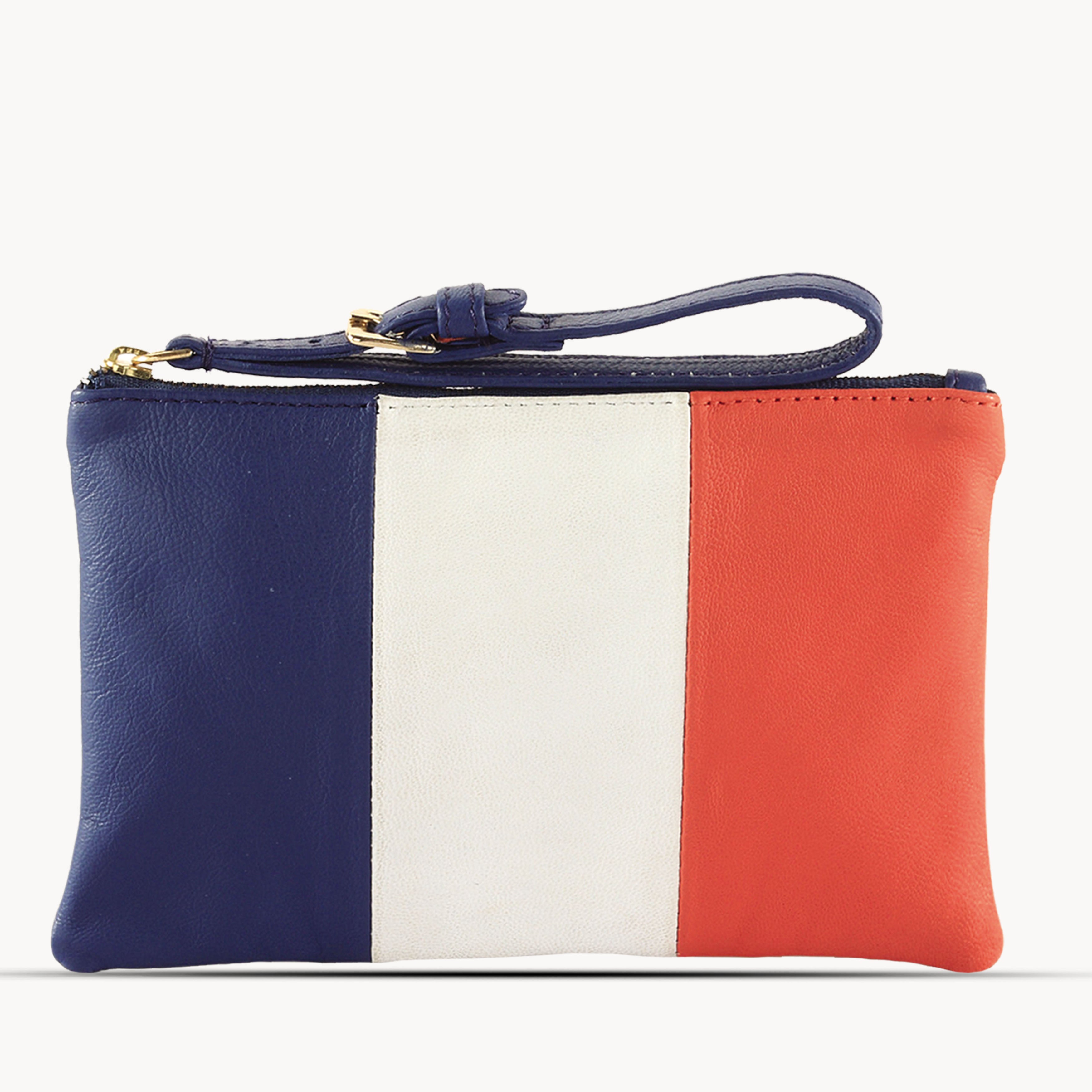'FRENCH' Country Flag Designer Leather Wristlet