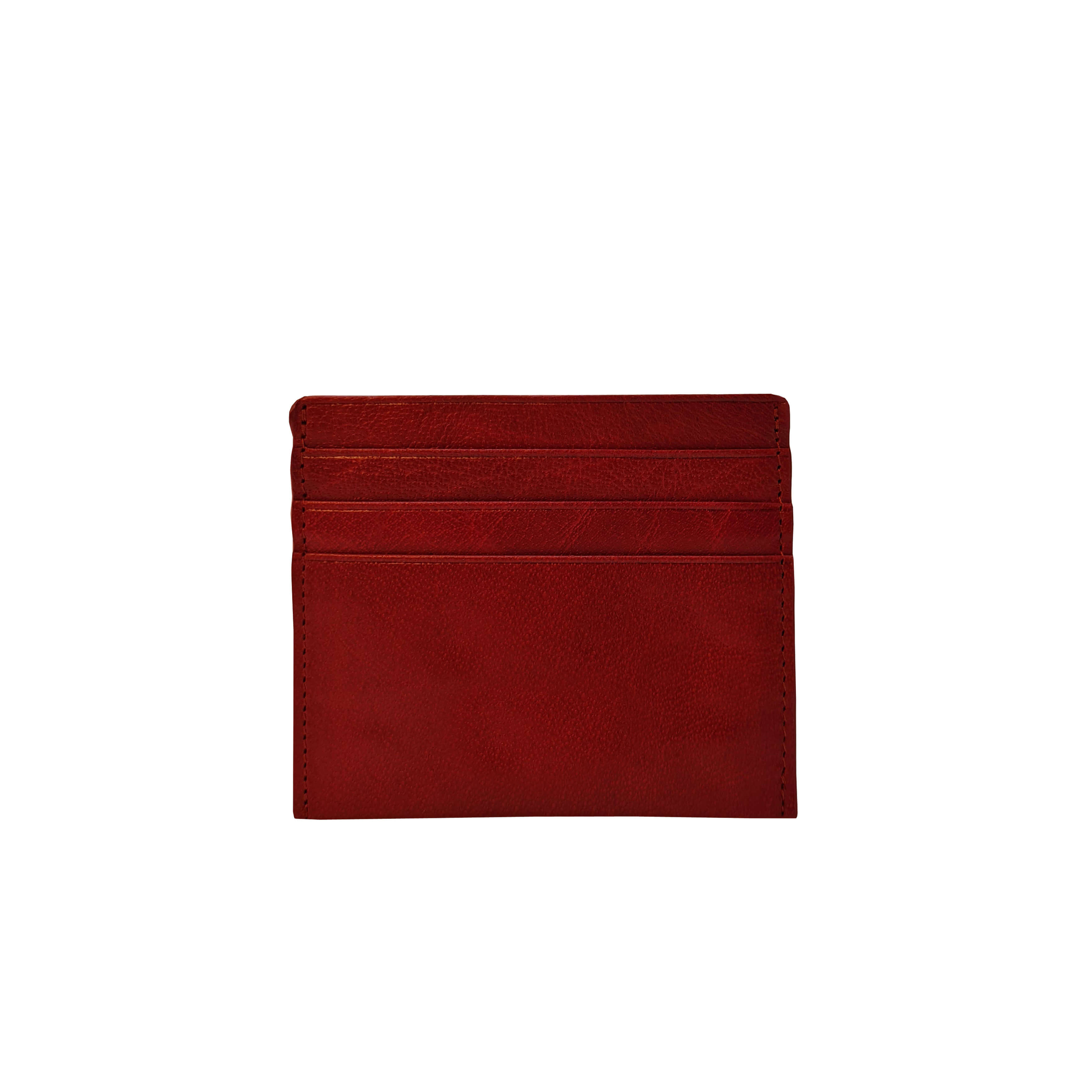 'FANN' Paprika Red Vintage leather Compact RFID Credit Card Holder