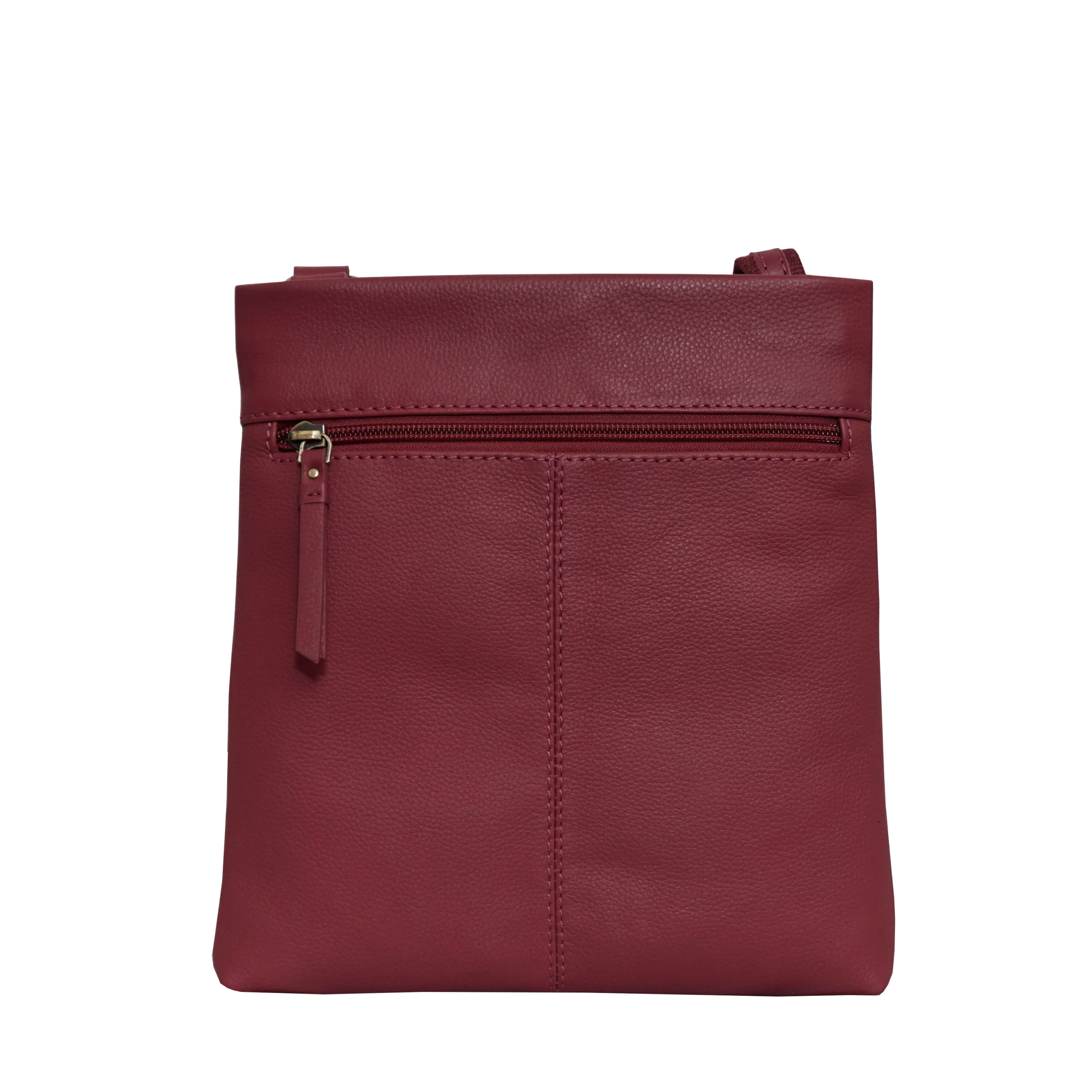 'FLORENCE' Carmine Pink Pebble Grain Leather Crossbody Bag