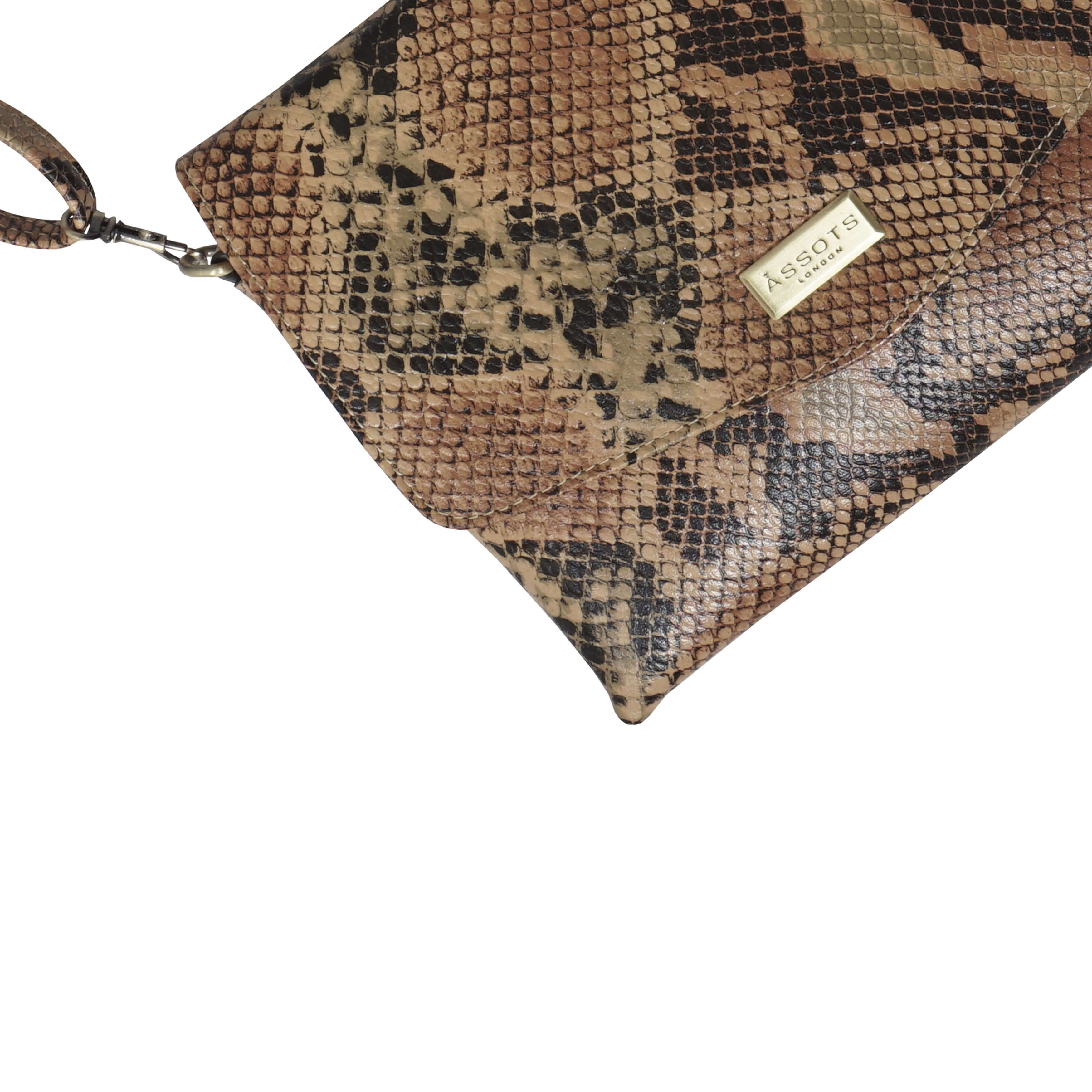 'GEORGIA' Tan Snake Print Real Leather Crossbody Sling Bag