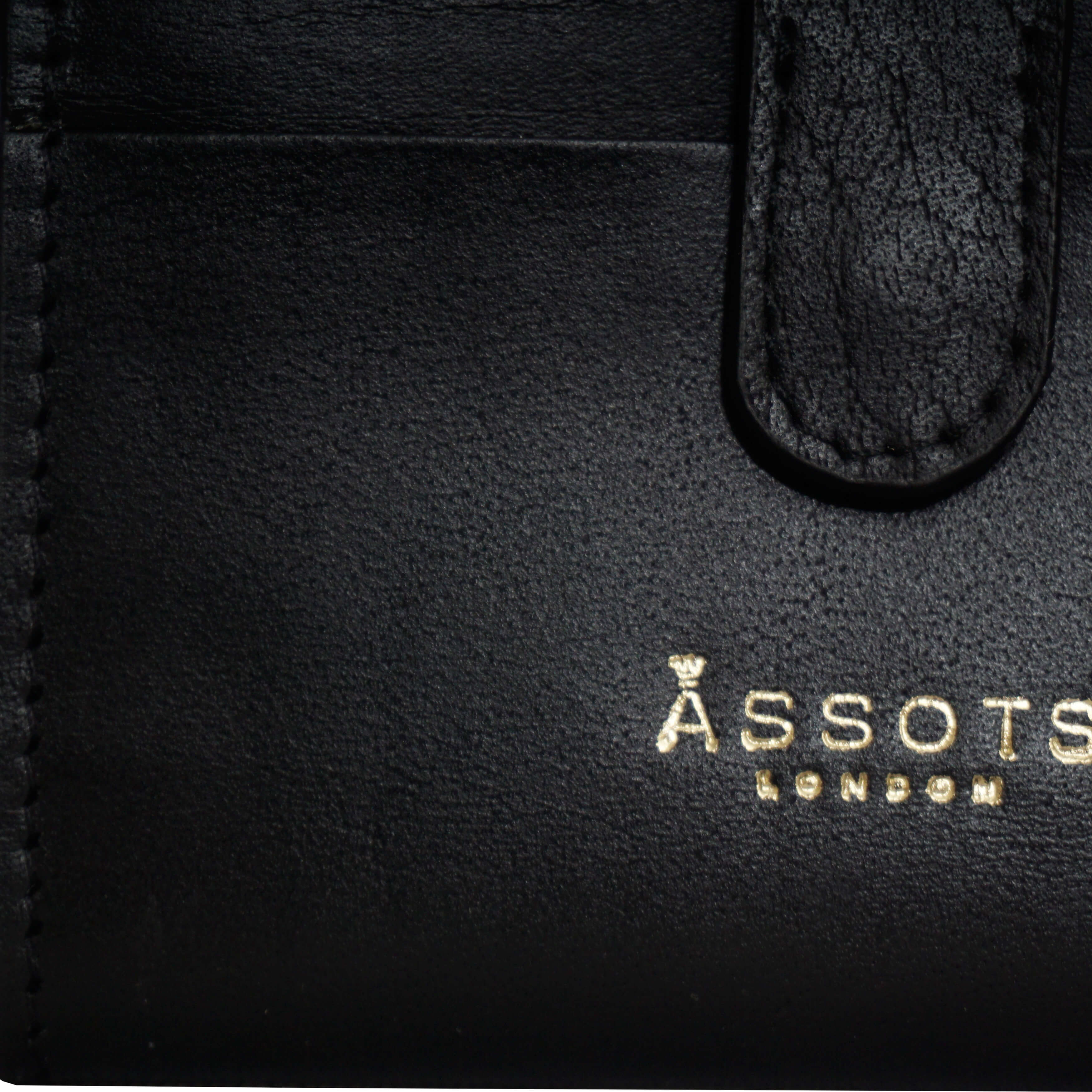 'GROVE' Black Smooth RFID Tab-over Leather Credit Card Holder
