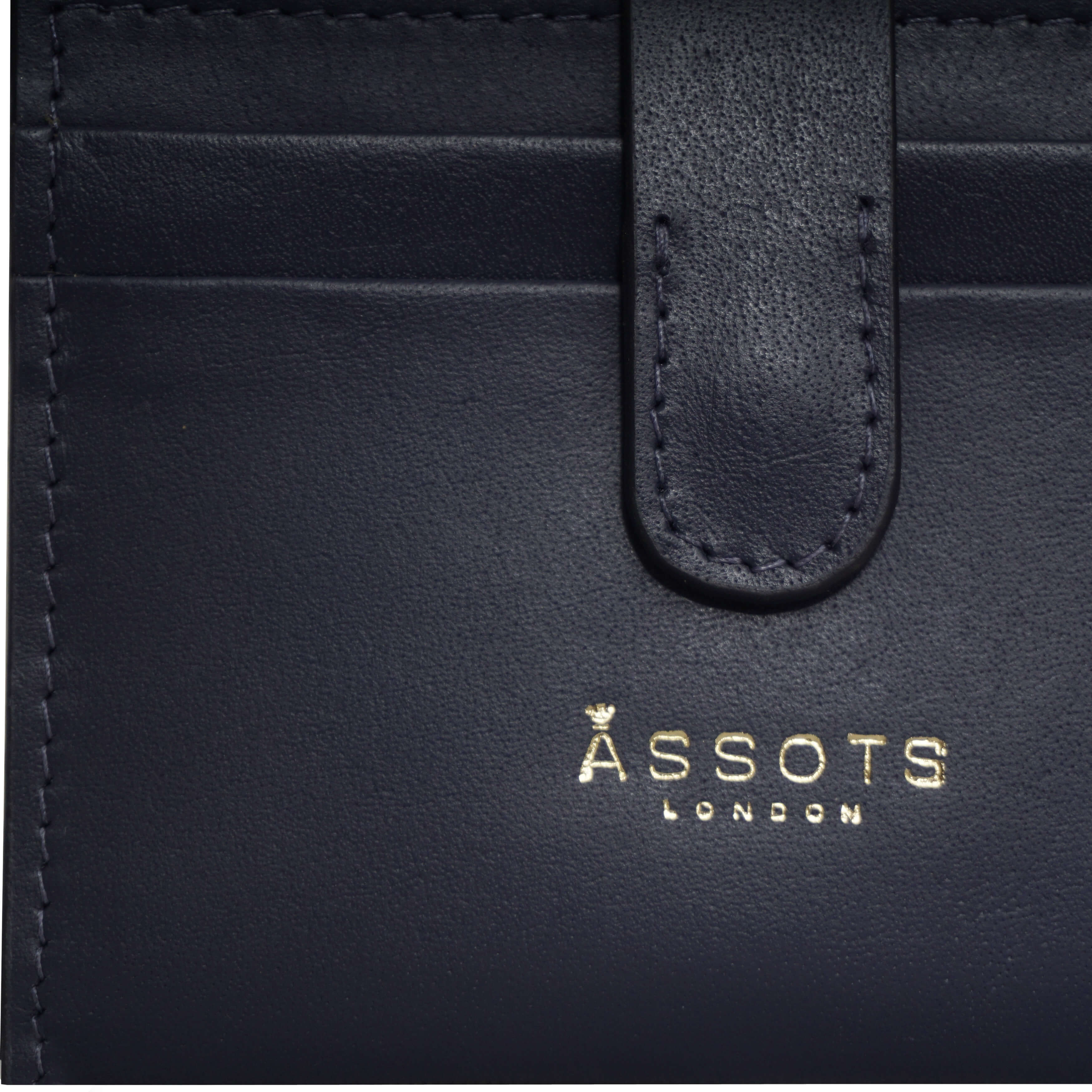 'GROVE' Navy Smooth RFID Tab-over Leather Credit Card Holder