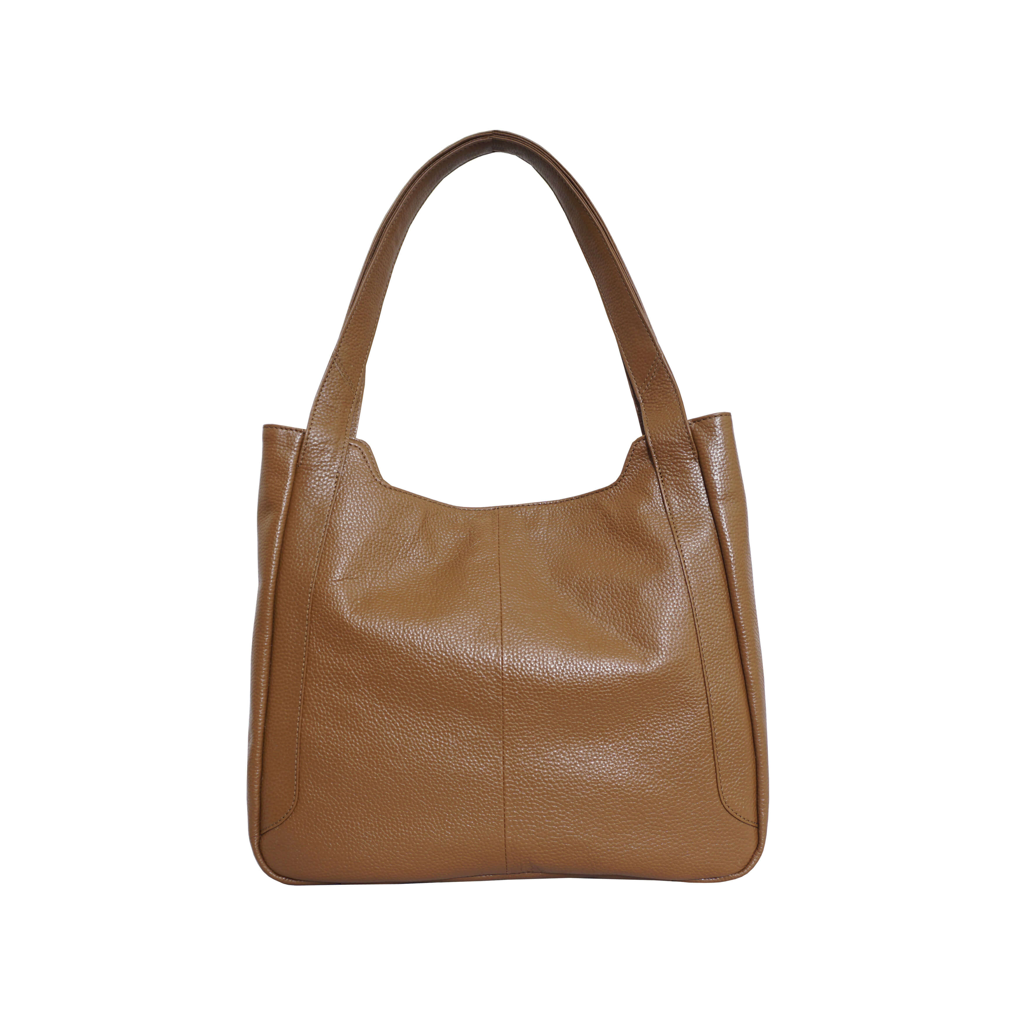 'Harriet' Tan Pebble Grain Real Leather Slouchy Hobo Bag