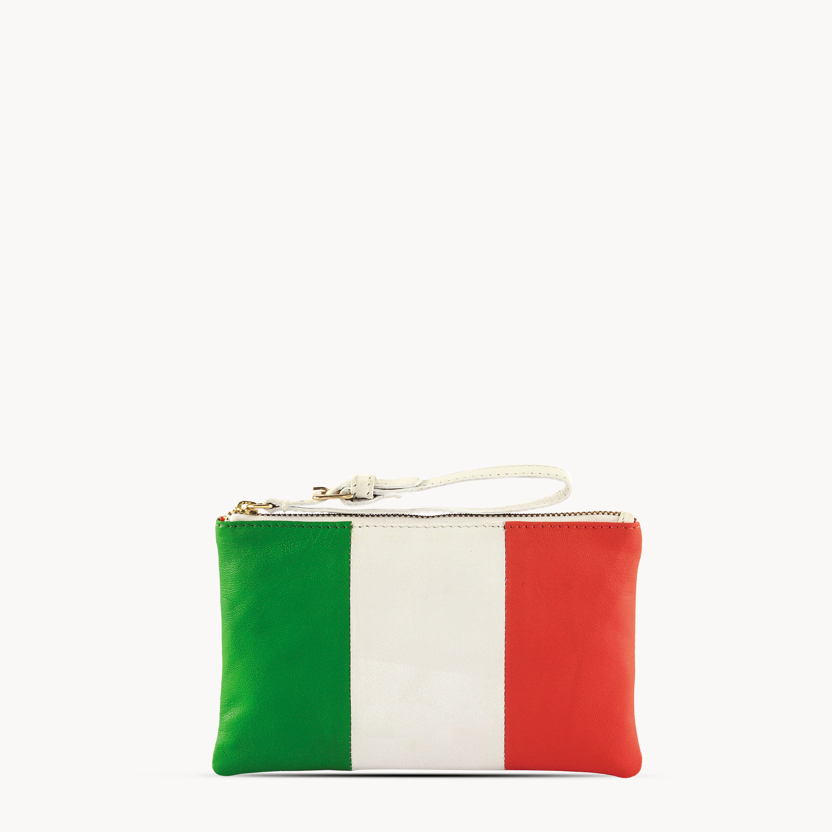 'ITALIAN' Country Flag Designer Leather Wristlet
