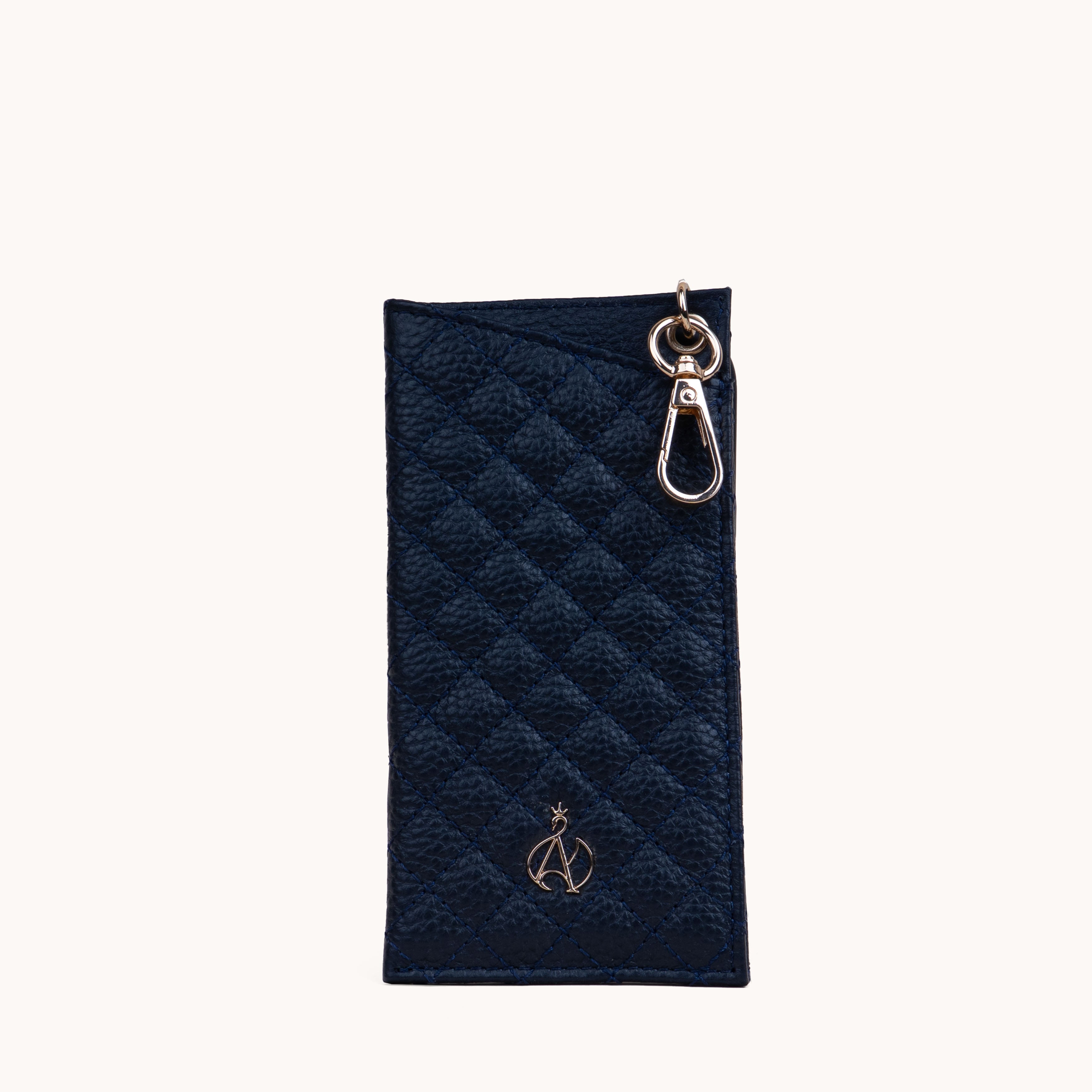 'IVY' Navy Real Leather Sunglass Case