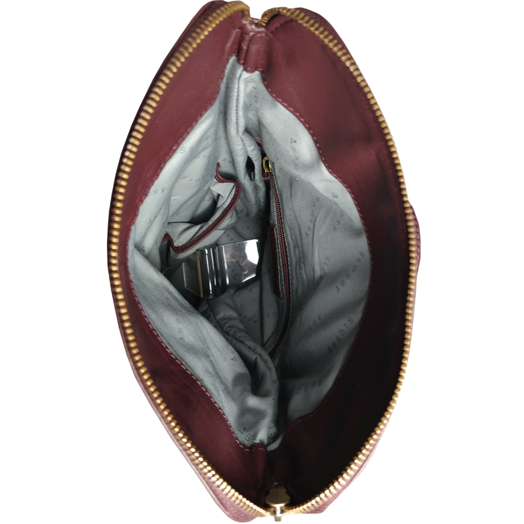 'MERLIN' Burgundy Full Grain Leather Zip Around Flap-over Backpack