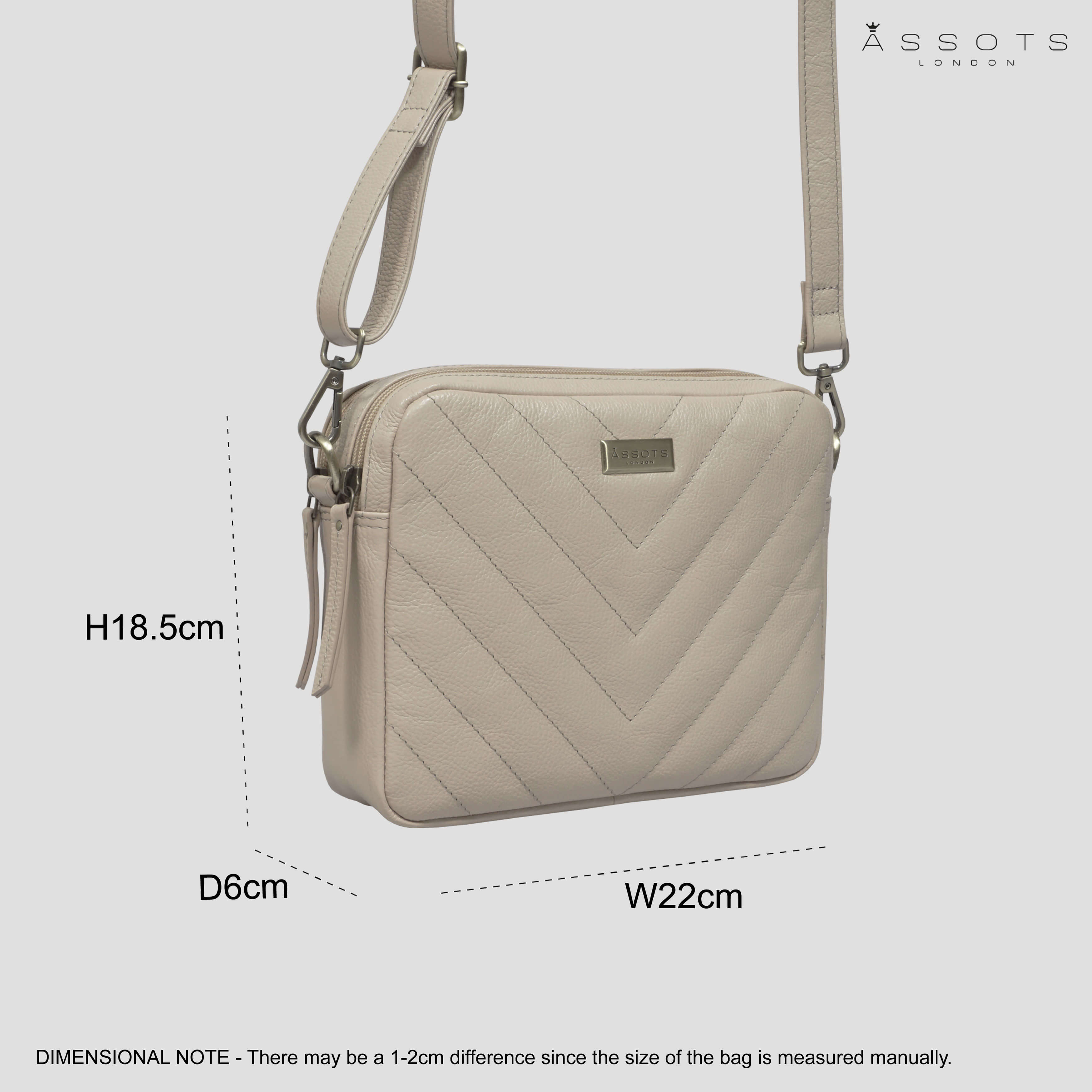 'IRIS' Cream Quilted Soft Pebble Grain Leather Crossbody Bag