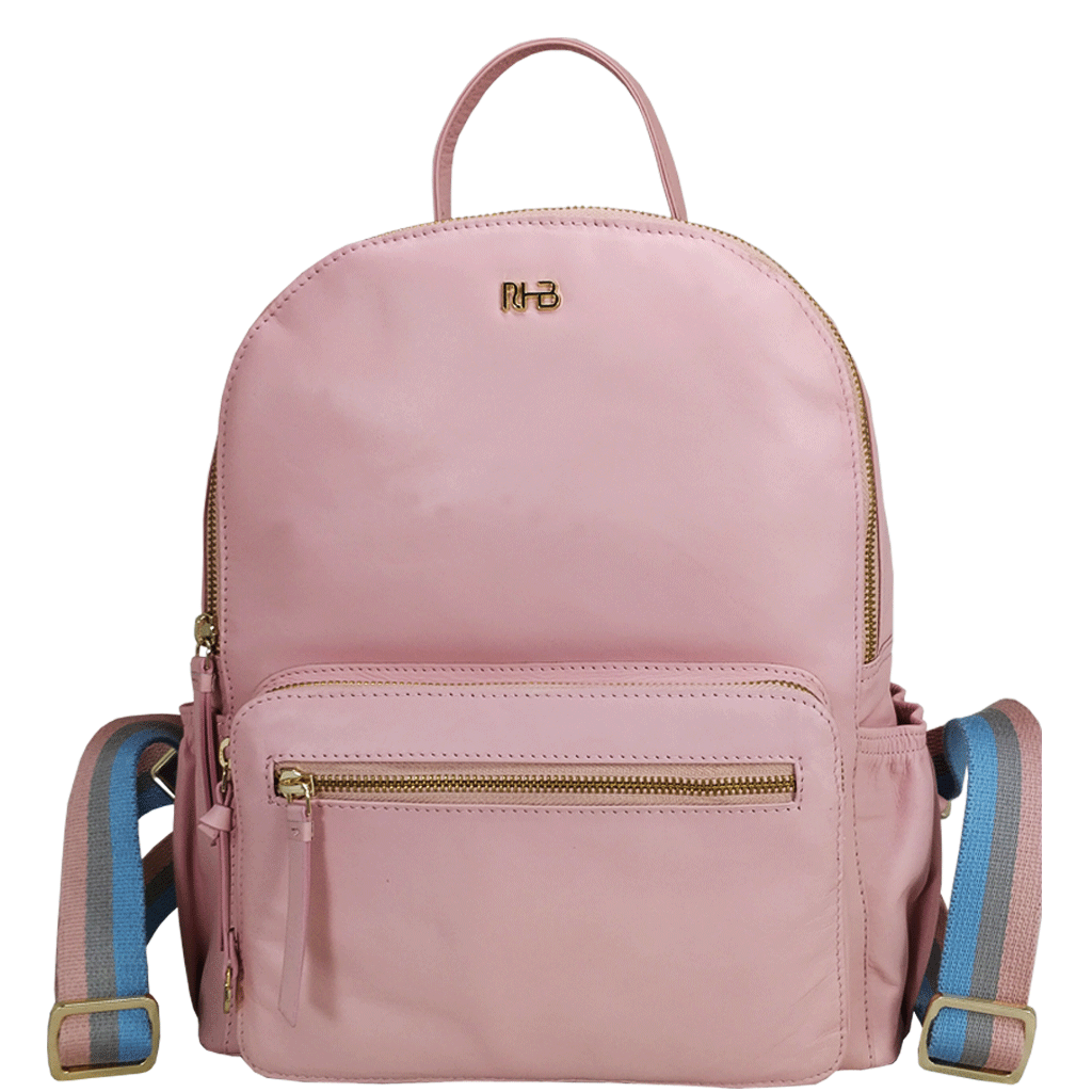 'ISABELLA' Baby Pink Lightweight Luxurious Baby Changing/Diaper Leather Backpack